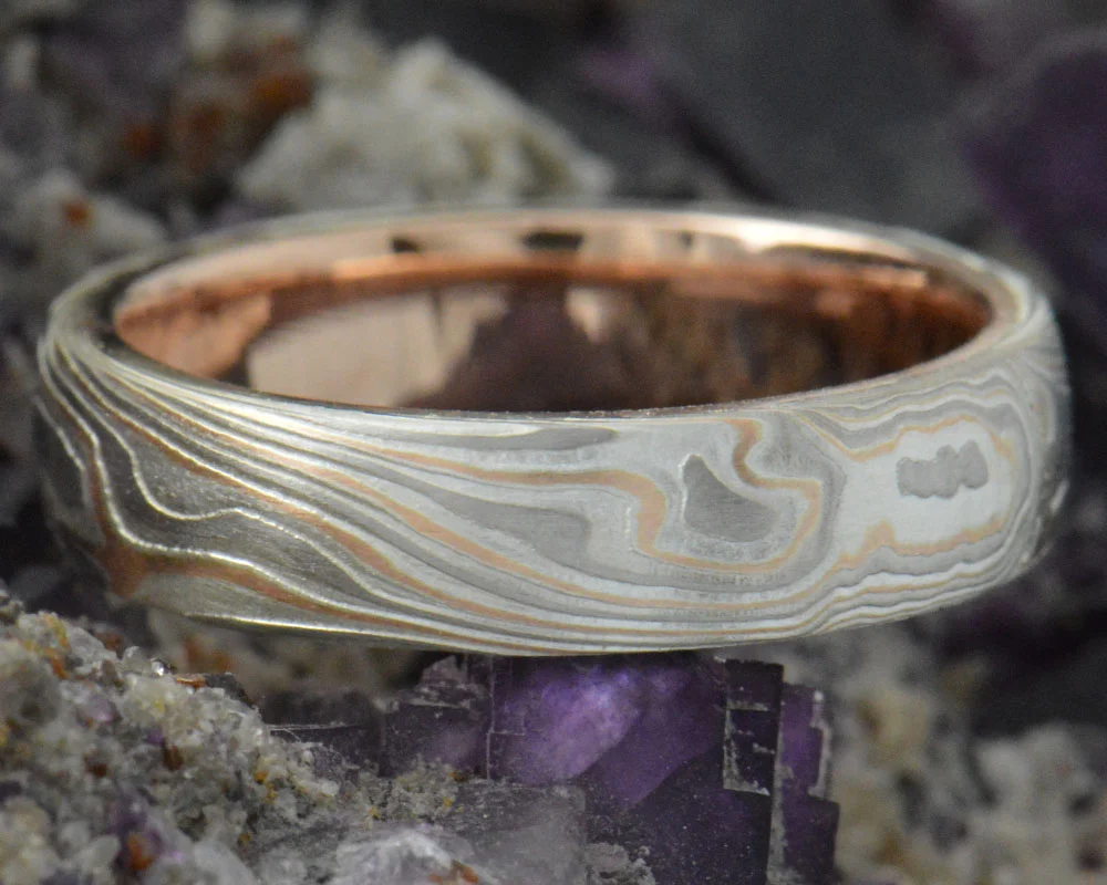 Burl - 14k rose gold and palladium with a 14k rose gold liner