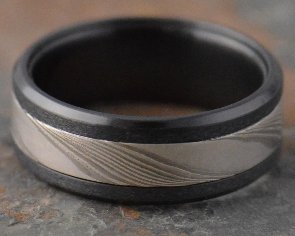 Twist - Palladium mokume inlaid into black zirconium