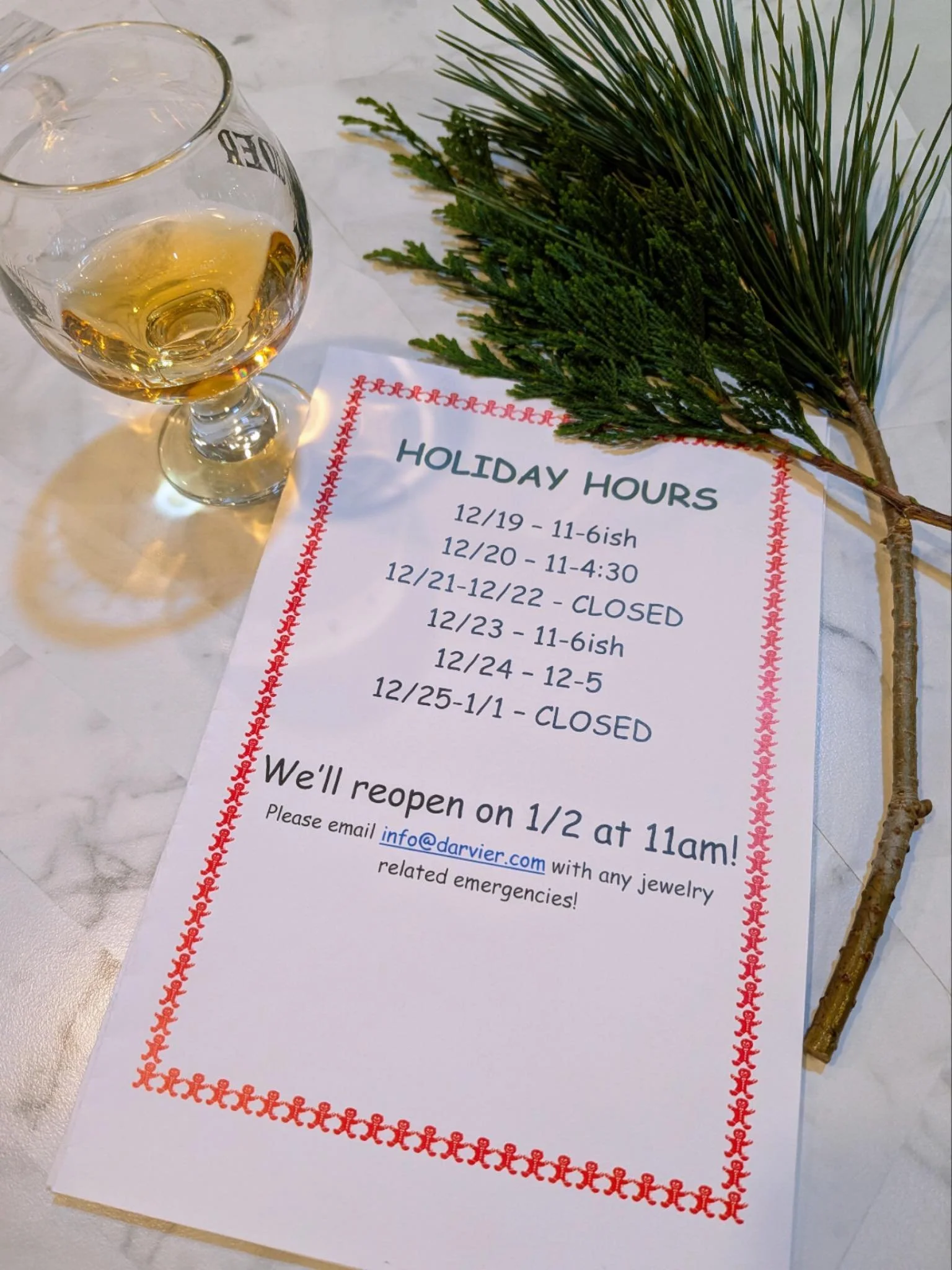 Our hours for the rest of the year!

We&rsquo;ll be taking a much needed break ✨🍾 from the 25th through the 1st, but we&rsquo;ll be here cranking out custom pieces until Christmas Eve. Stop on by for last minute gifts or to give the sweet #dingdong 