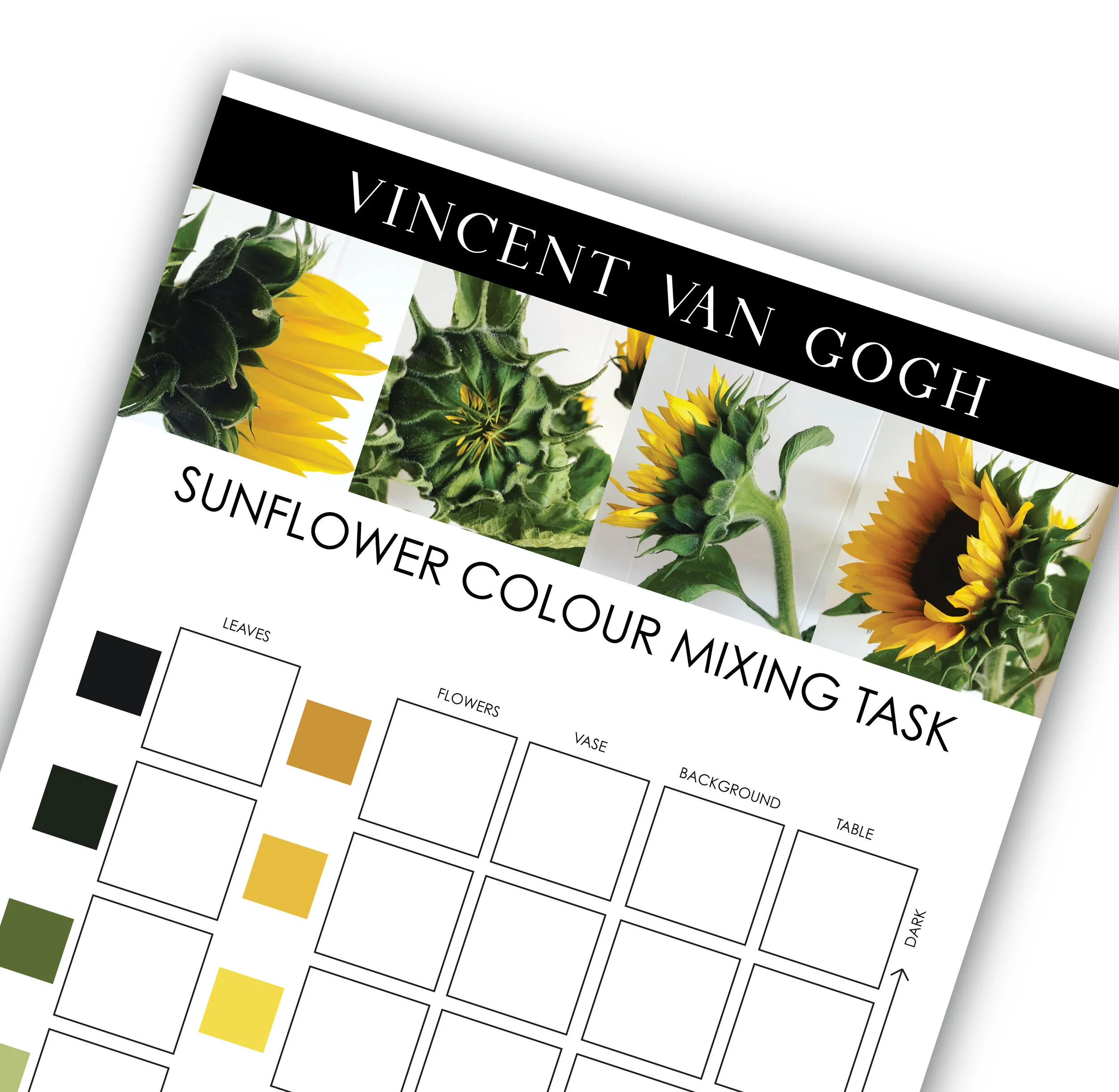 Vincent van Gogh Colour Mixing Worksheet Printable Teaching Resource
