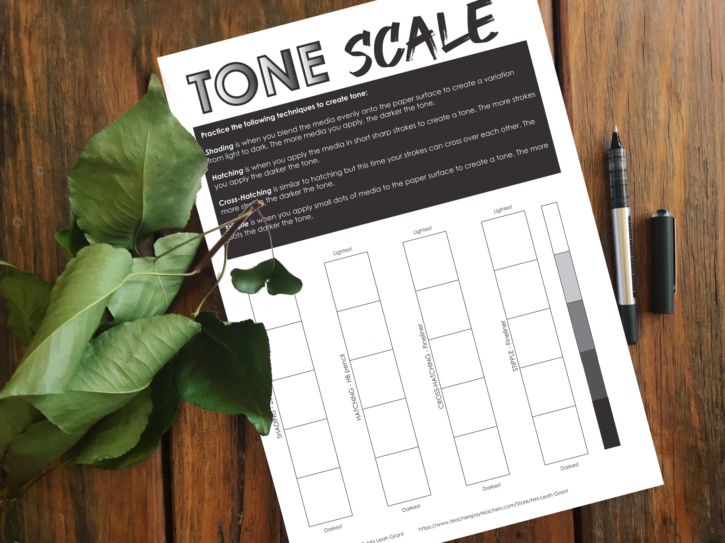 Tone Shading Scale Worksheet Crosshatch Stipple drawing Techniques