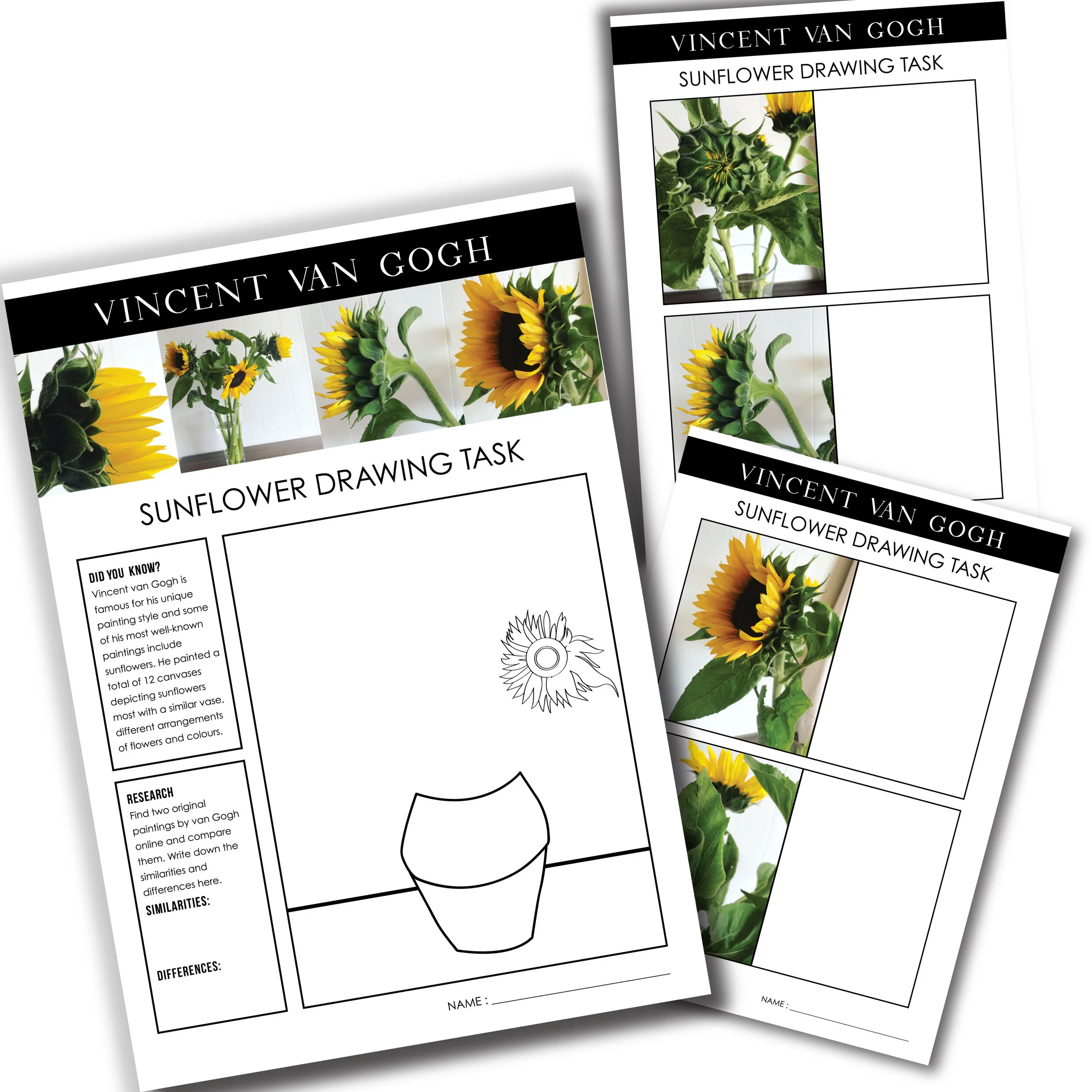 Vincent van Gogh Drawing Worksheet Task Art Teacher