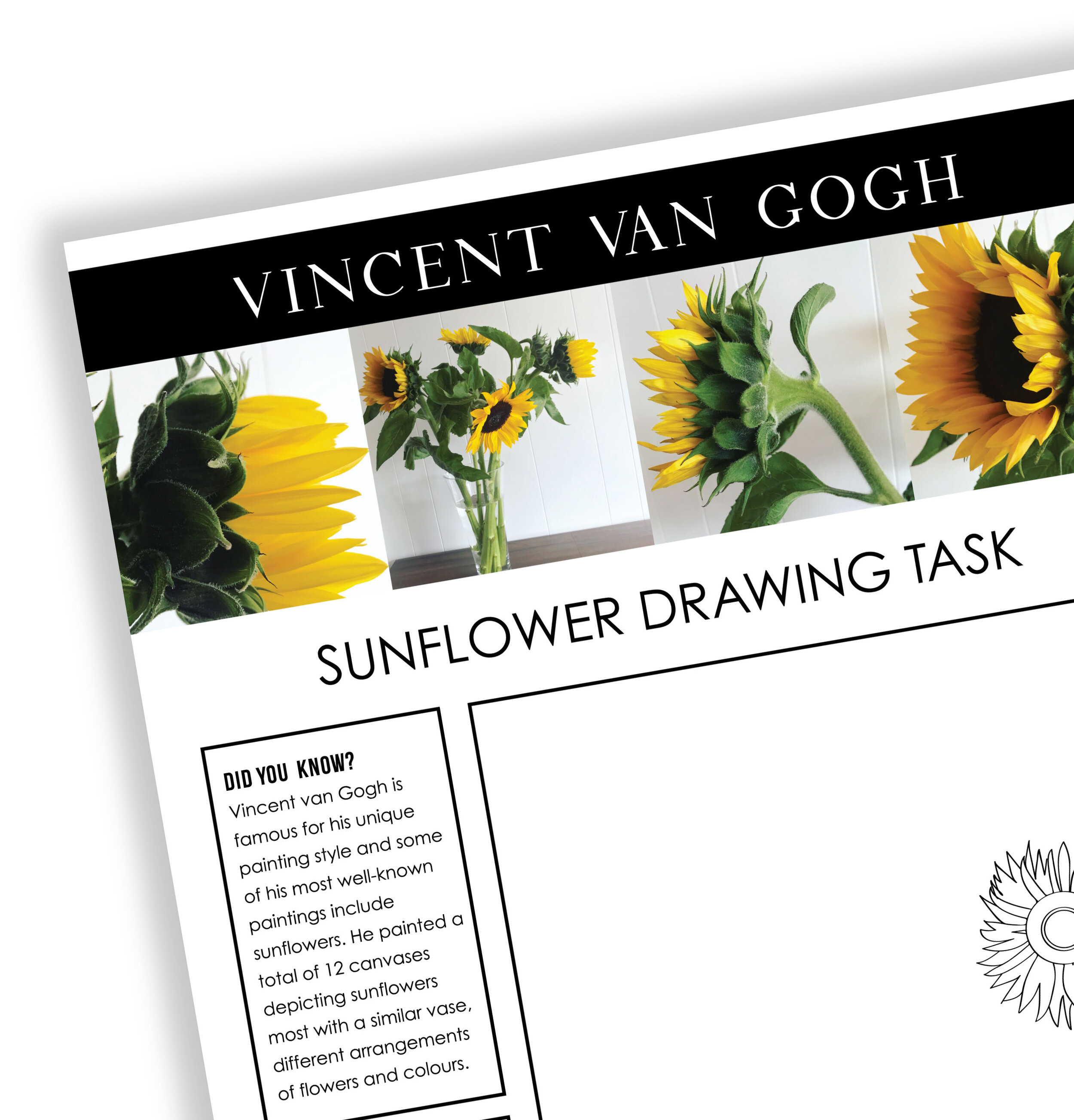 Vincent van Gogh Drawing Worksheet Task Art Teacher
