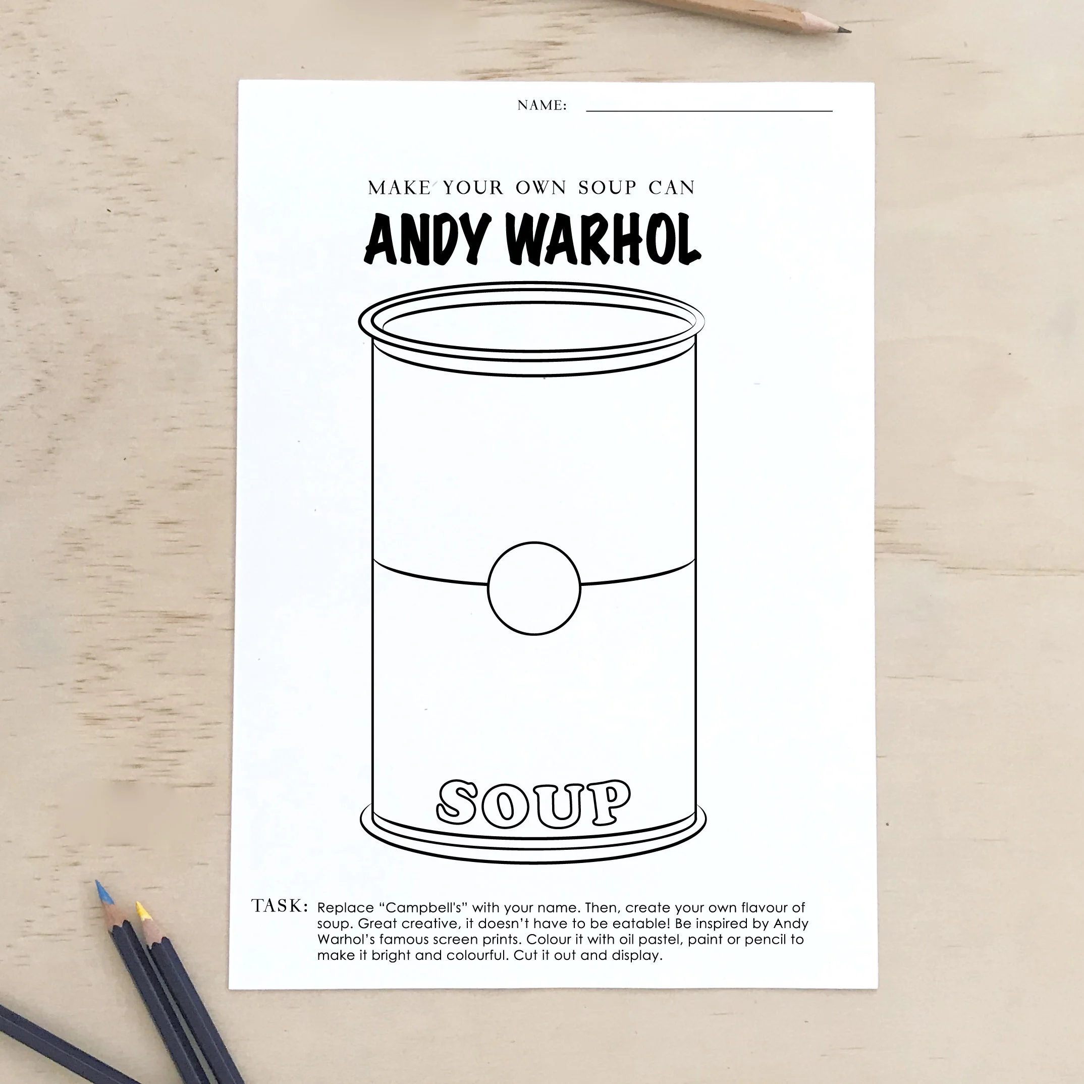 Andy Warhol Soup Can Template Pop Art