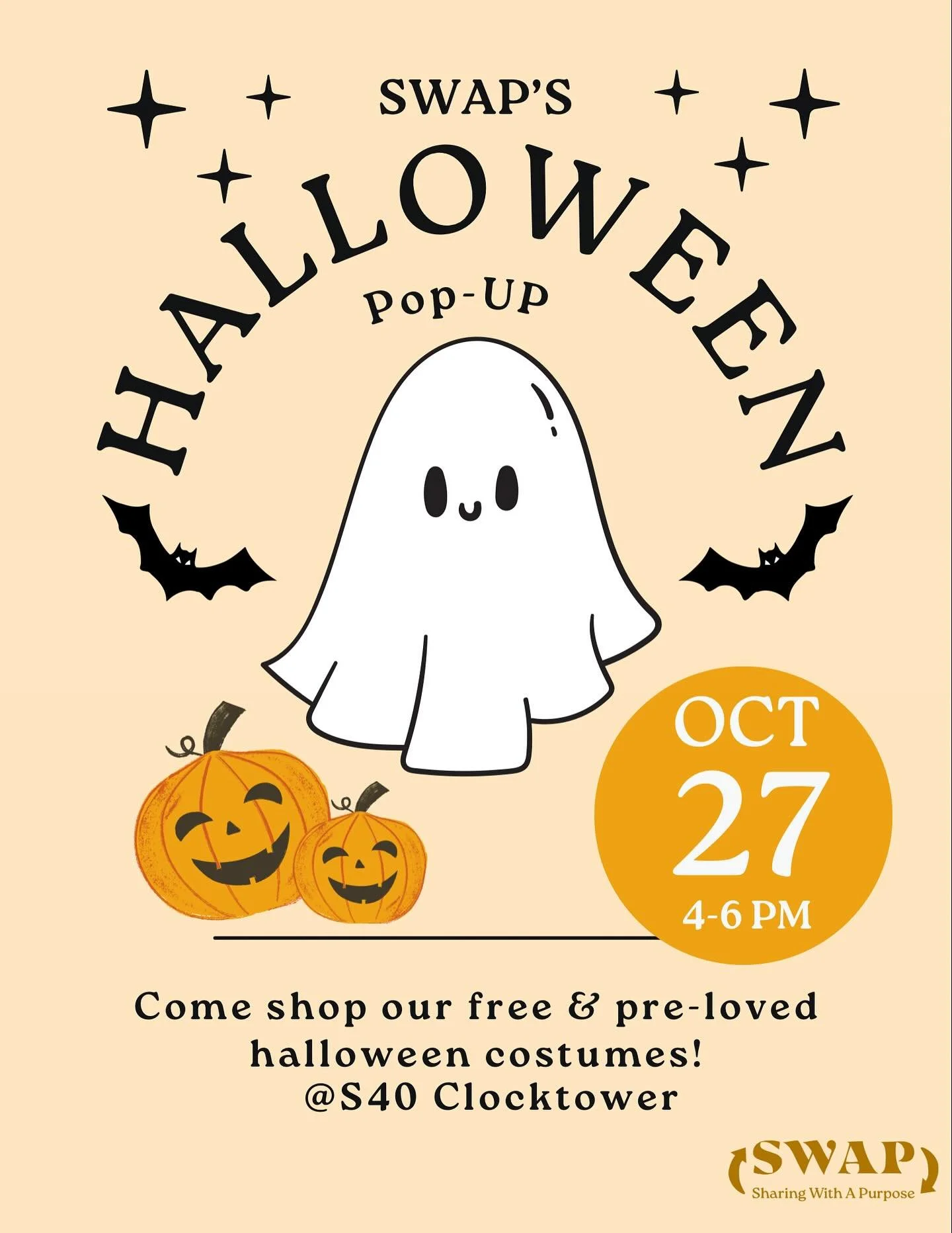 Need a last minute costume for Halloweekend? We&rsquo;ve got you! 🎃

Shop our FREE second-hand costumes on October 27th from 4-6pm by the S40 clocktower!👻
