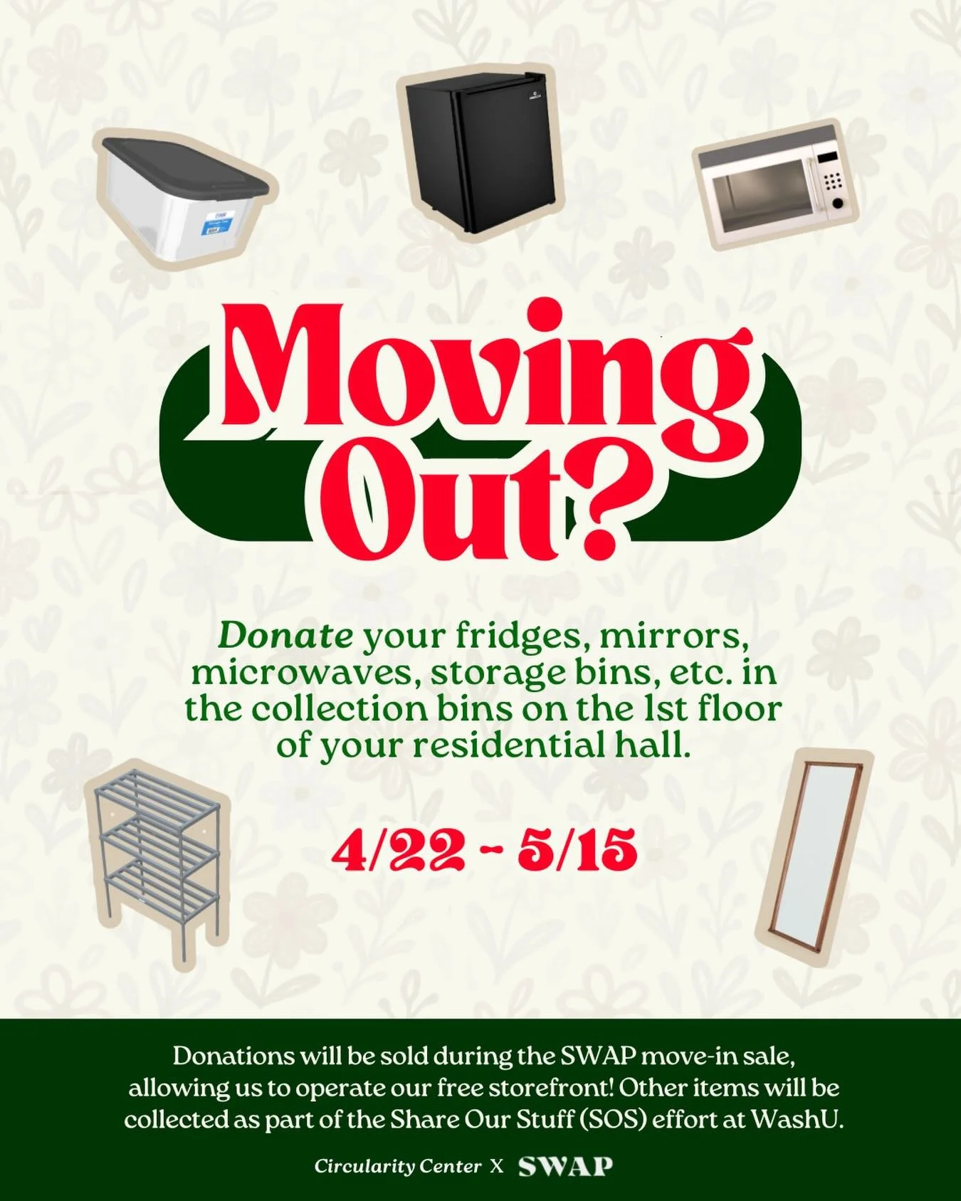 It&rsquo;s that time of the year. Instead of hauling everything to the garbage bins, DONATE by leaving items in the bins on the 1st floor of ur resident hall. From now until after finals!