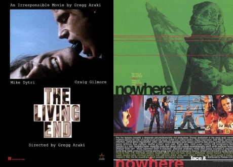 For our 70th episode and 7th double feature, we decided to honor the brilliantly unique Gregg Araki, a director whose rebellious nature and nihilistic tendencies strongly resonate with our cold, cynical hearts. Allowing fate and last week’s guests to decide our movies by spinning the Wheel of Araki, we landed on the shaggy yet seminal The Living End (1992) and the bleak yet colorful Nowhere (1997). Join us as we celebrate senior discounts, grape-ologists, and Carmen Miranda this week on Ex Rated Movies!