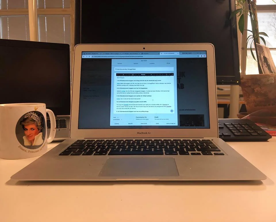 En här i nuet-bild av när jag bloggar om bloggar.