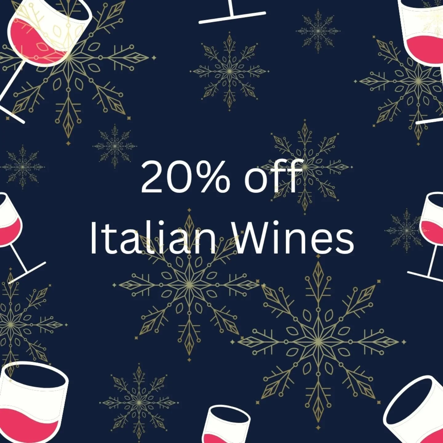 Our rolling 20% off deal has moved on again to what is always our most popular... the wines of Italy 🇮🇹 

We've a huge range of wines on offer instore, so pop down and grab yours, just in time for Christmas 🎄