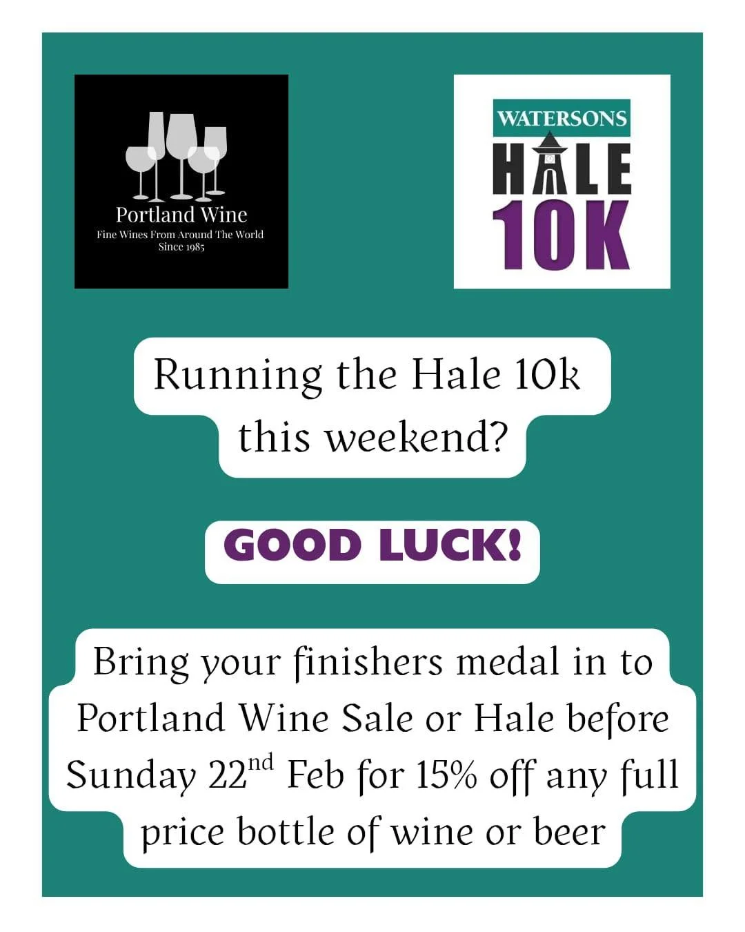 &lsquo;Twas the night before hale10k

We have a lovely offer for all runners 

Best of luck for tomorrow
