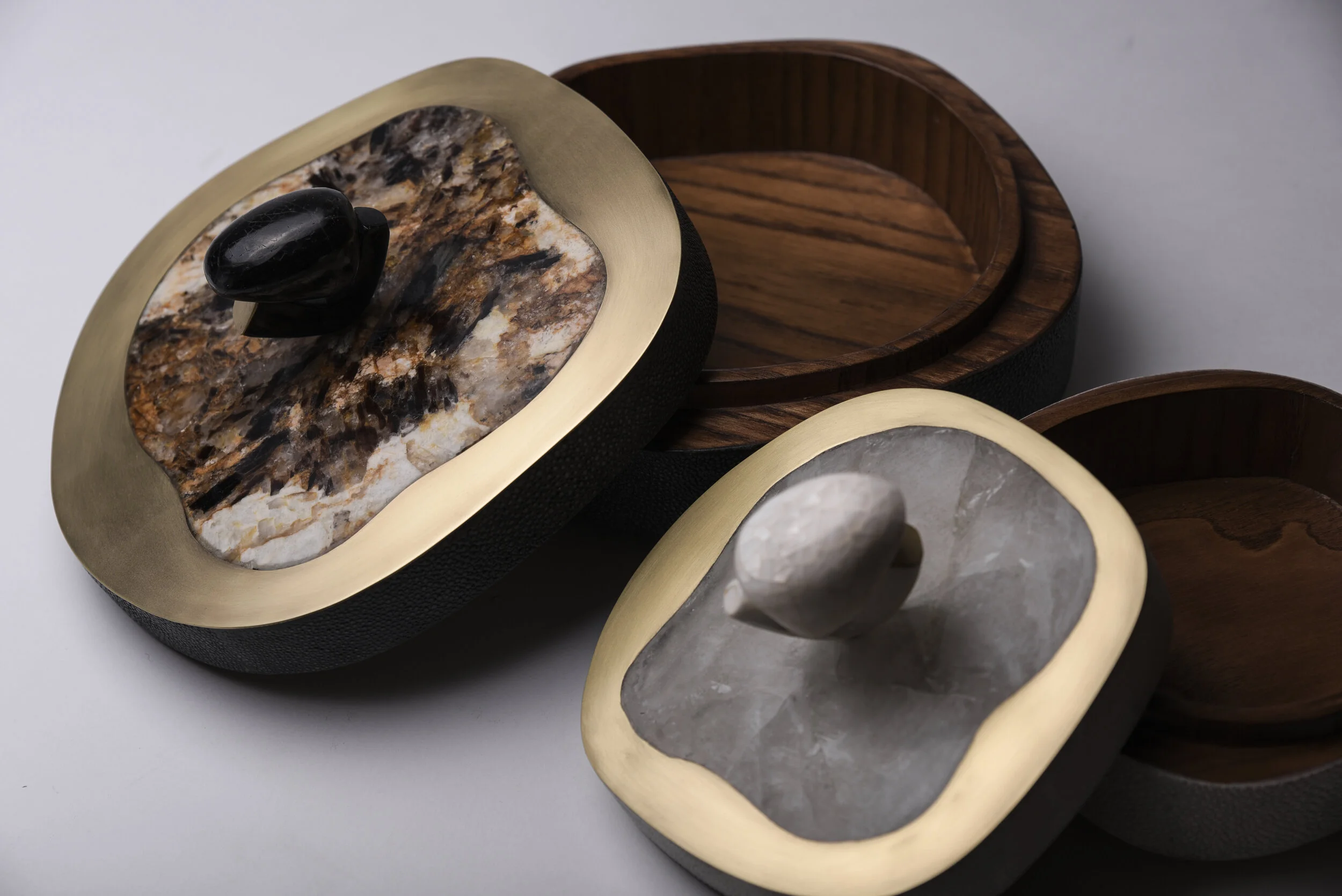 Amorphous Box w/Semi-Precious Stone Inlay