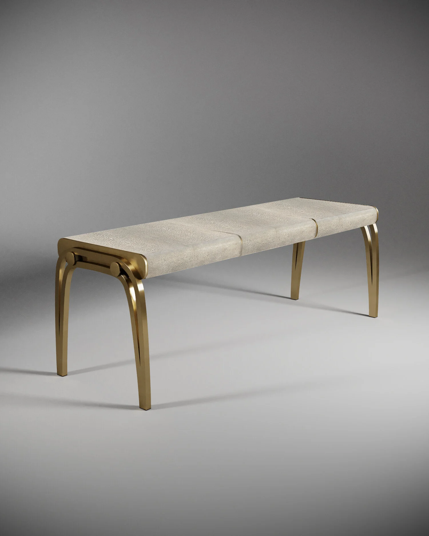 Limited Edition Victoria Bench in Cream Shagreen &amp; Brass