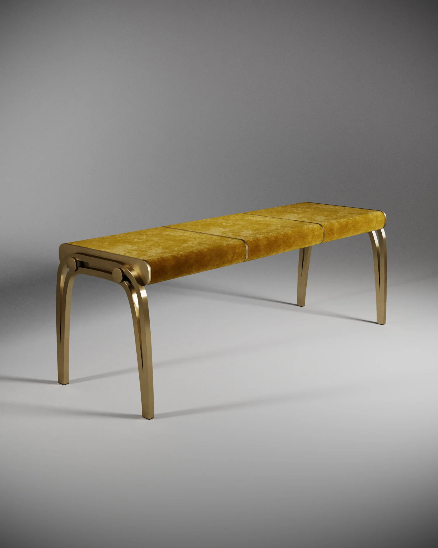 Limited Edition Victoria Bench in Velvet &amp; Brass
