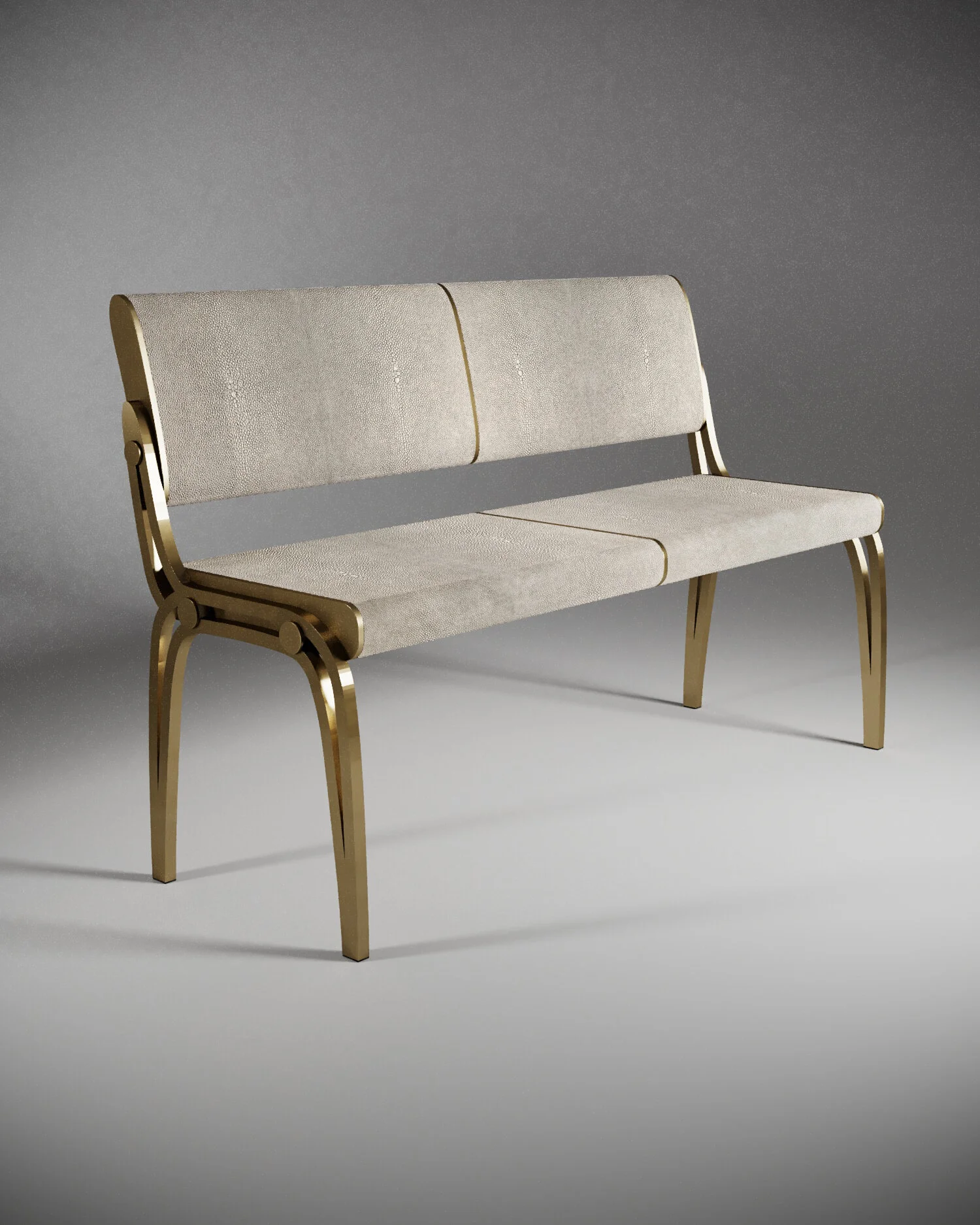 Limited Edition Victoria Loveseat in Cream Shagreen, Velvet &amp; Brass