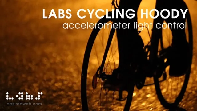 Cycling hoody - accelerometer controlled signalling lights