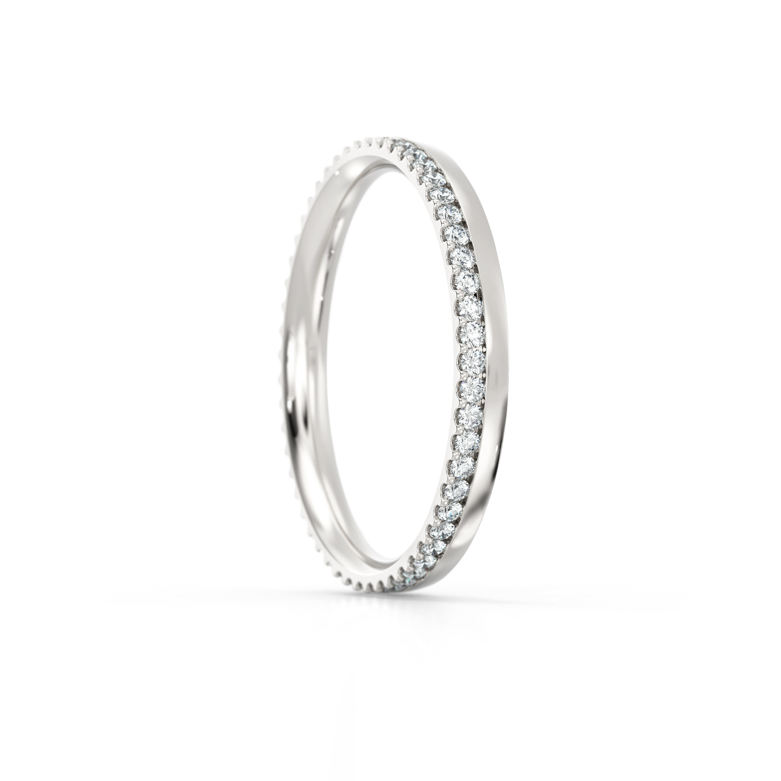 Off-set shared claw diamond eternity ring | Hatton Garden