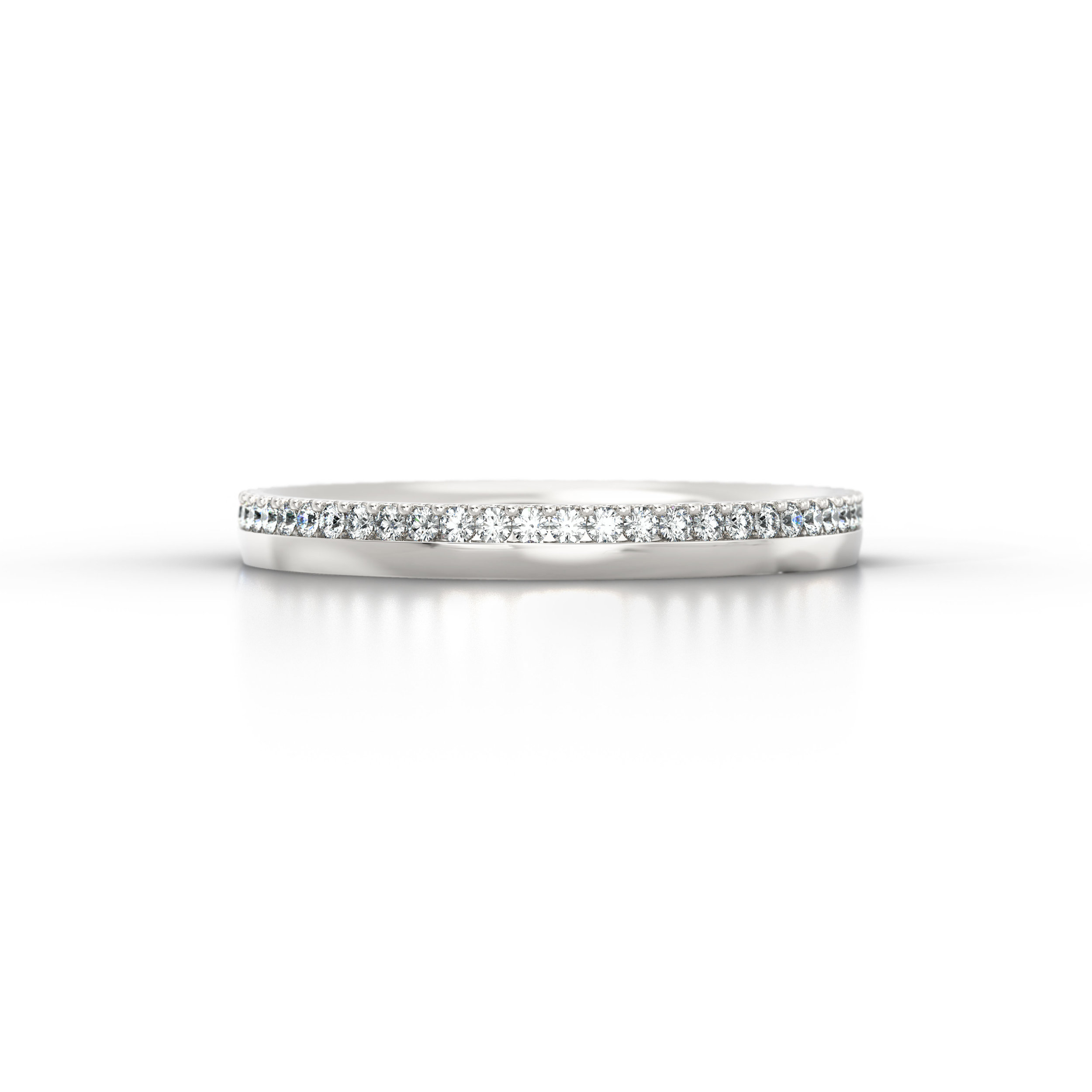 Off-set shared claw diamond eternity ring | Hatton Garden