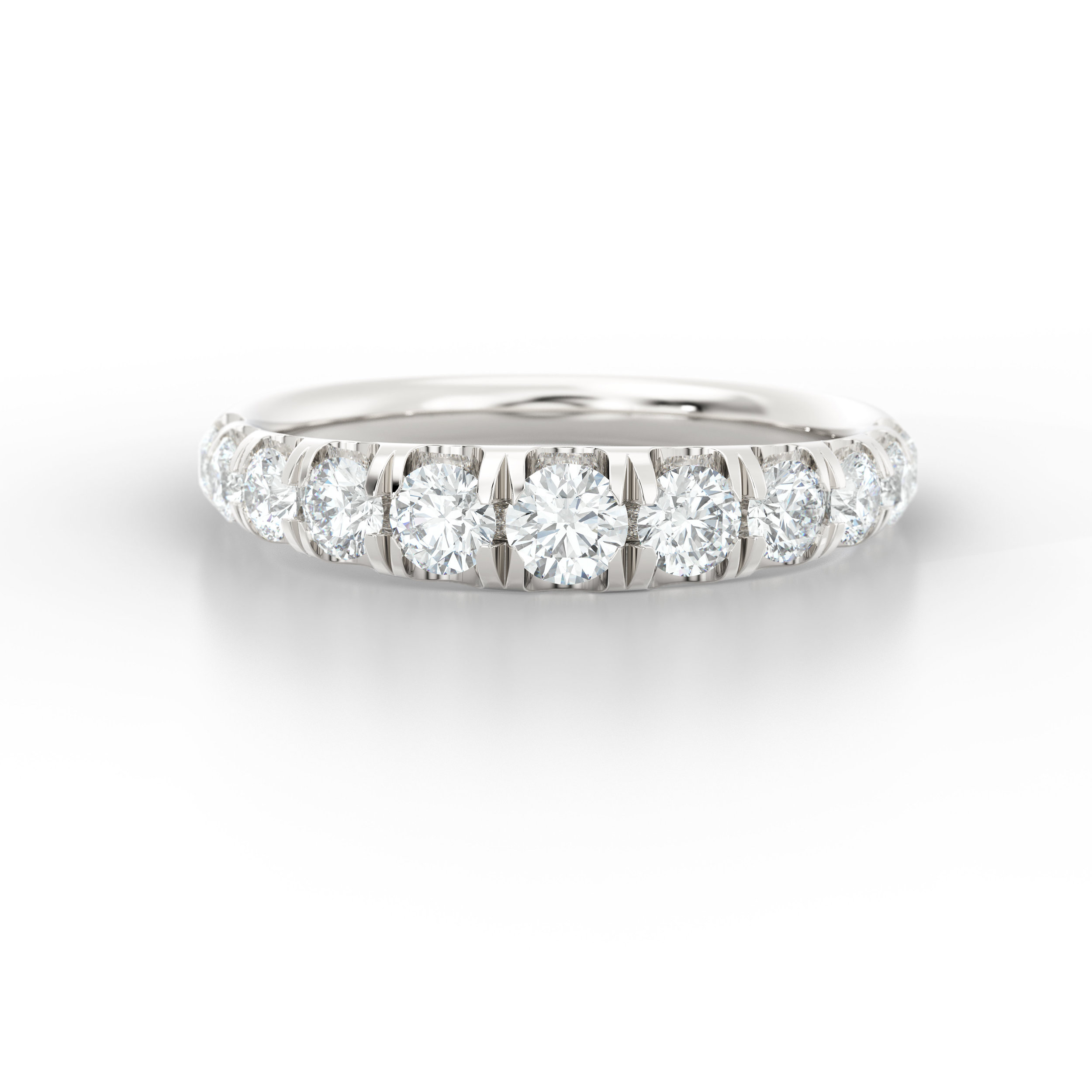 Tapering shared claw eternity ring 