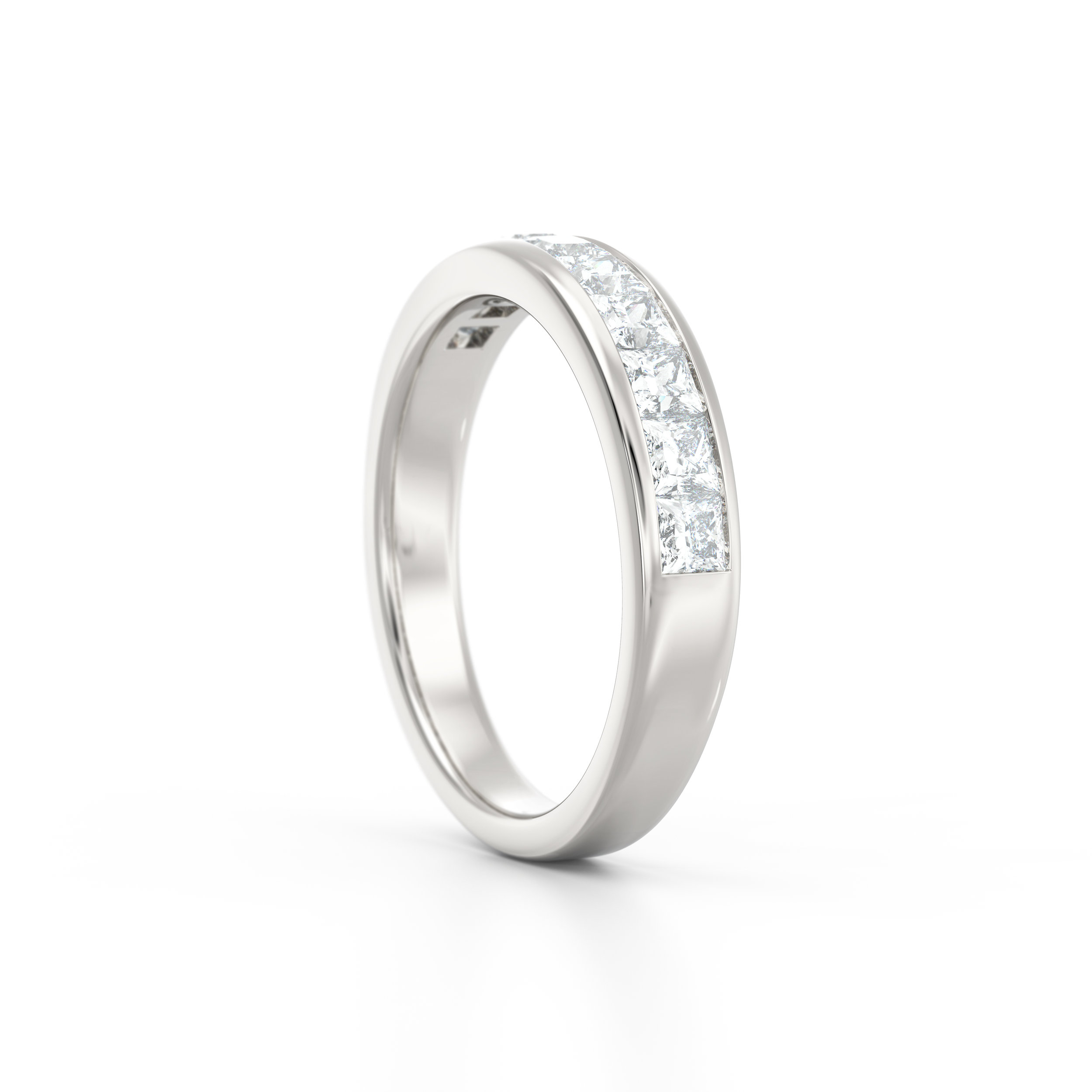 Channel set princess cut eternity ring