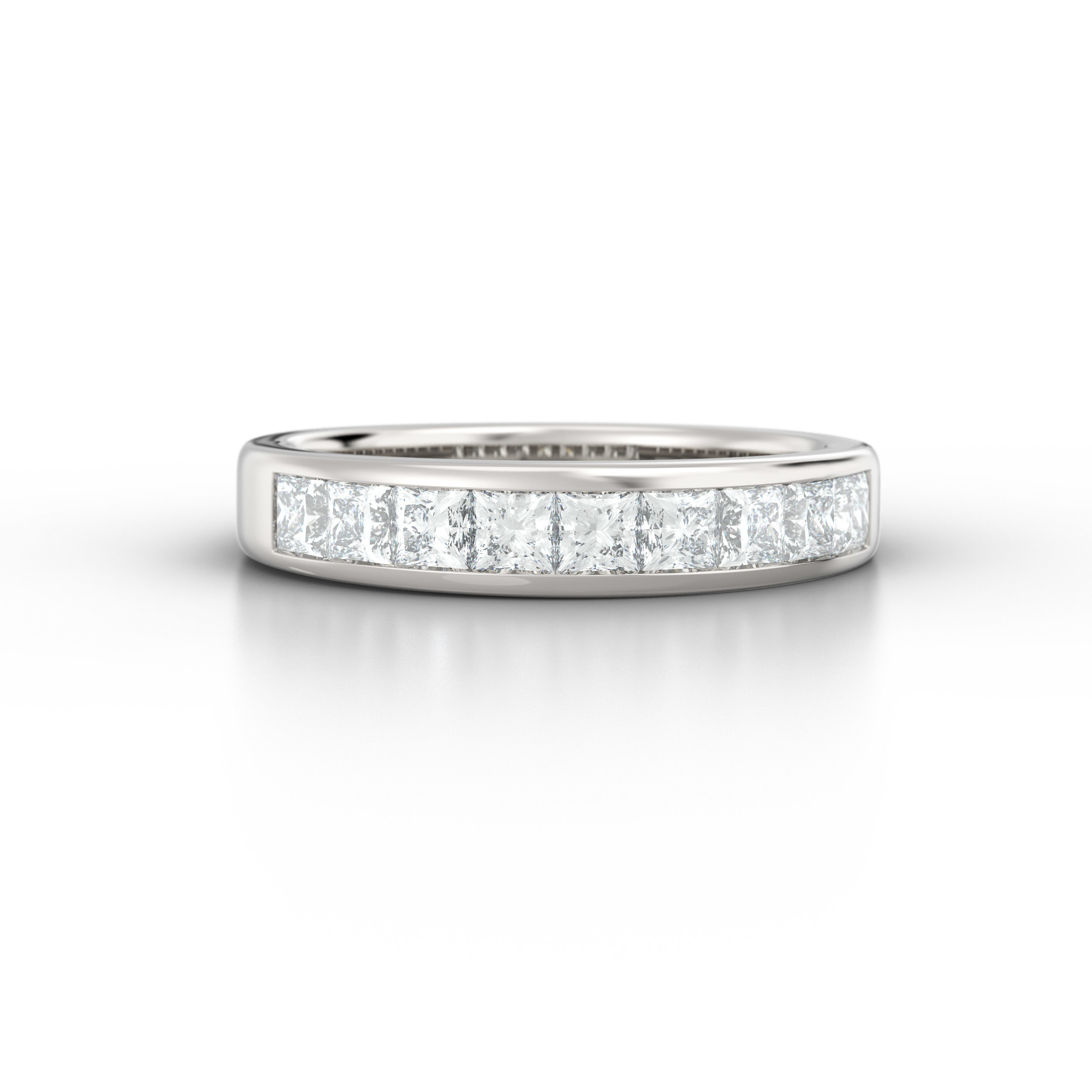 Channel set princess cut eternity ring | Hatton Garden