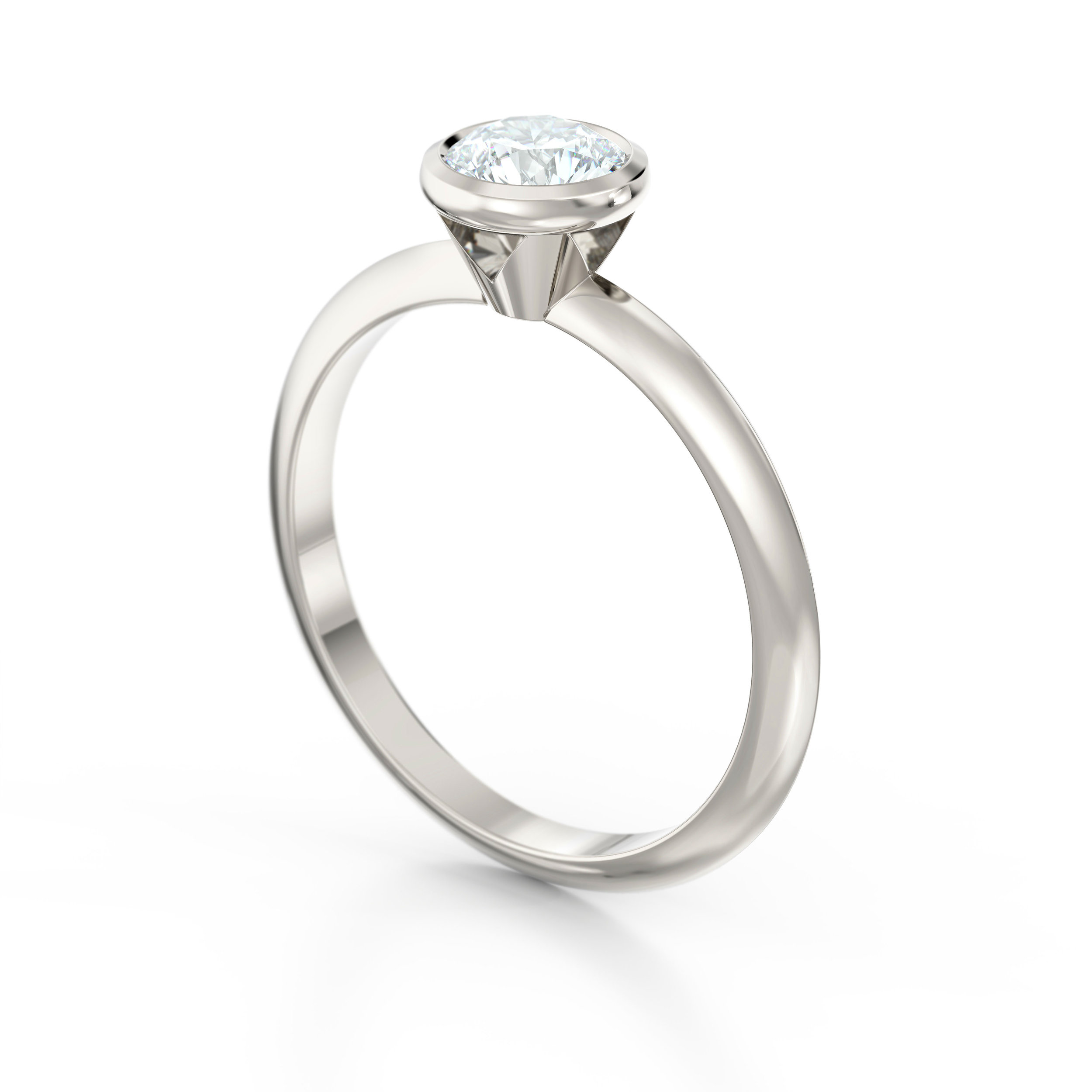 Rub Over Platinum Solitaire Engagement Ring | Hatton Garden