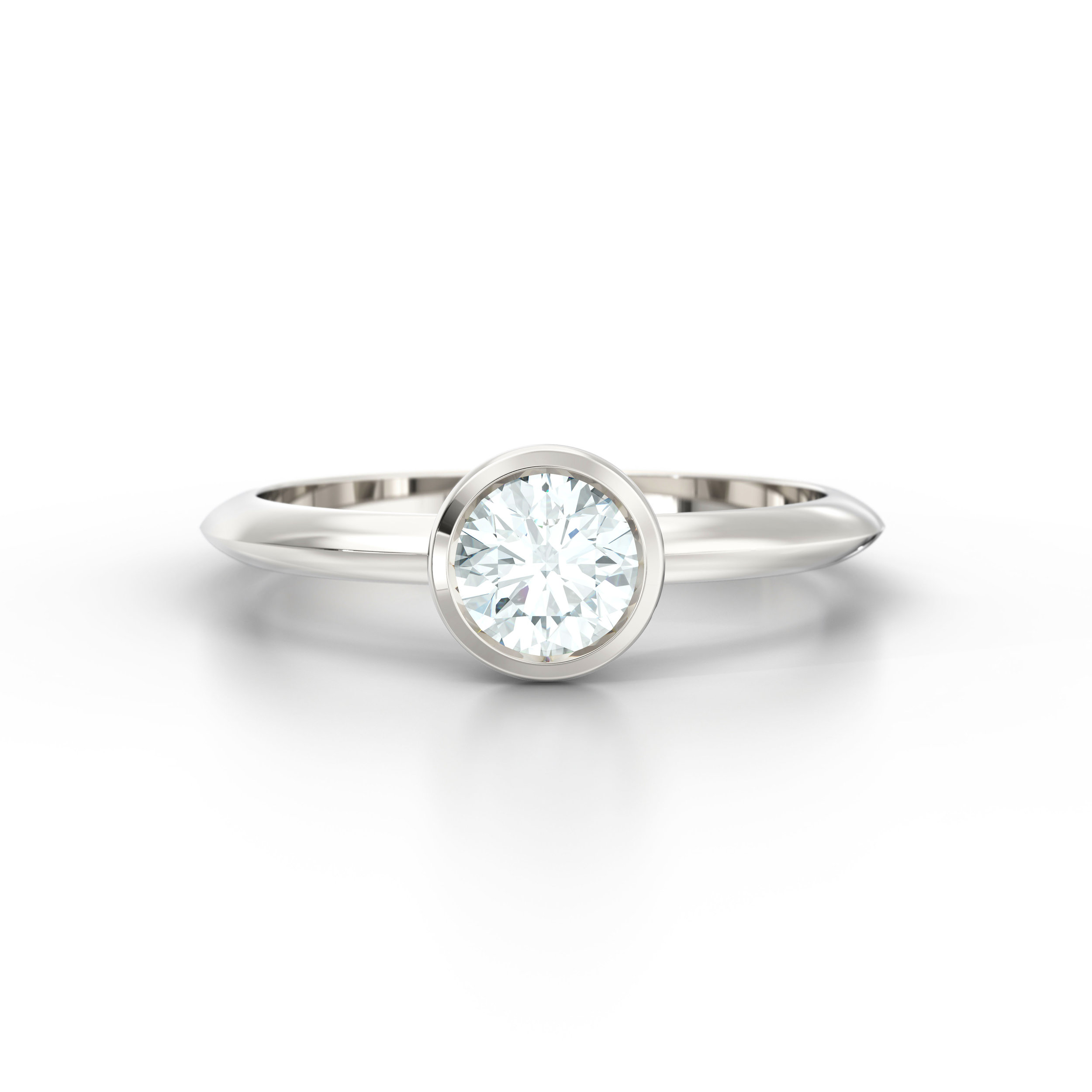 Rub Over Platinum Solitaire Engagement Ring | Hatton Garden