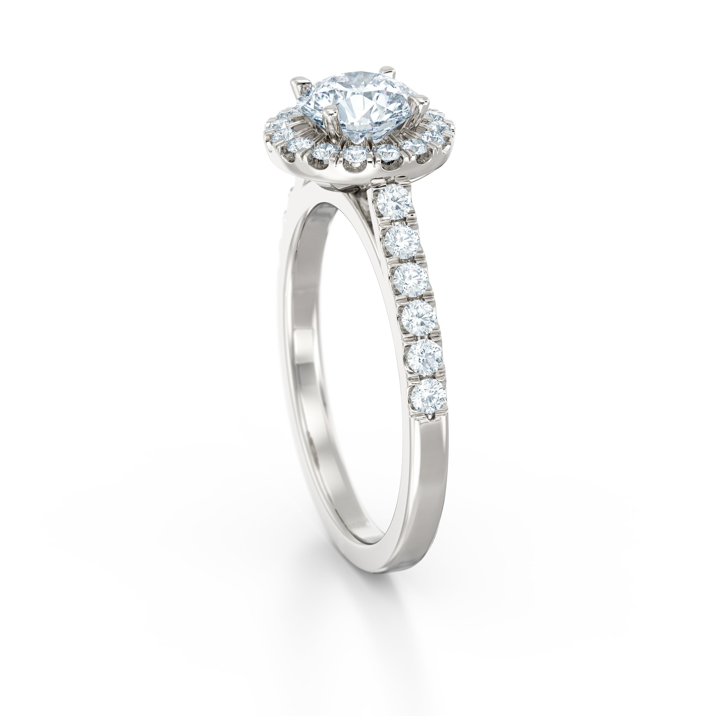 Brilliant cut diamond halo engagement ring