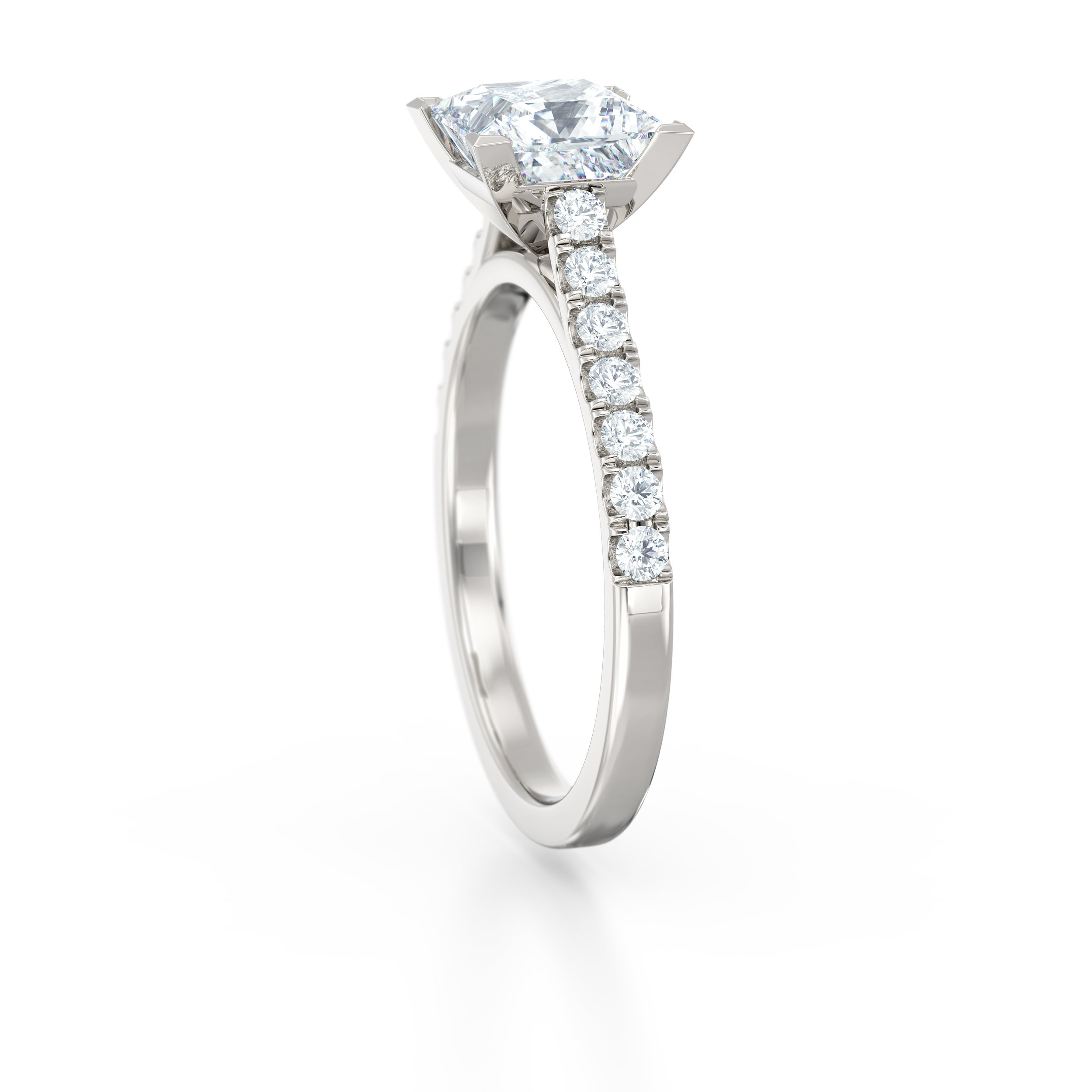 Princess cut diamond shoulder engagement ring