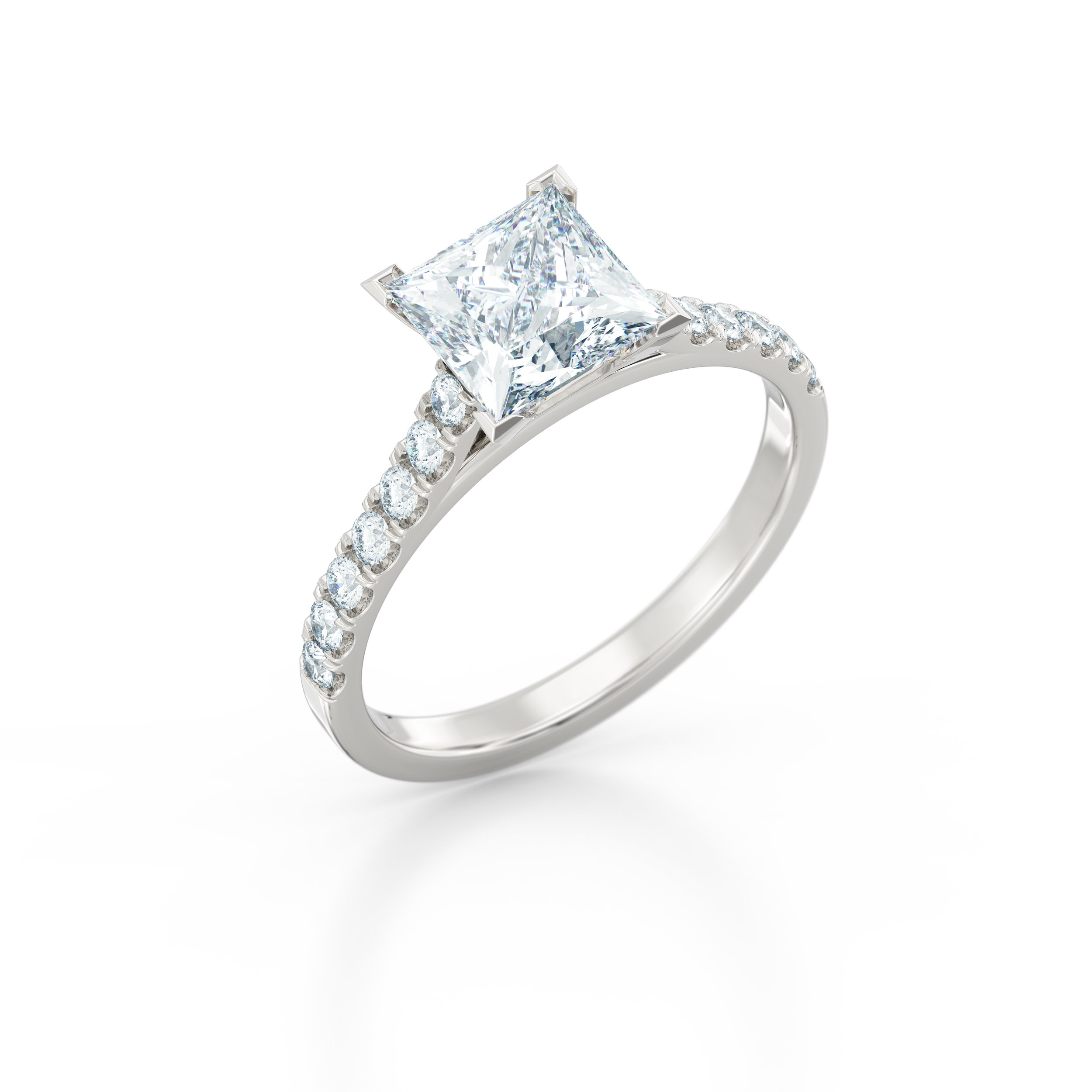 Princess cut diamond shoulder engagement ring