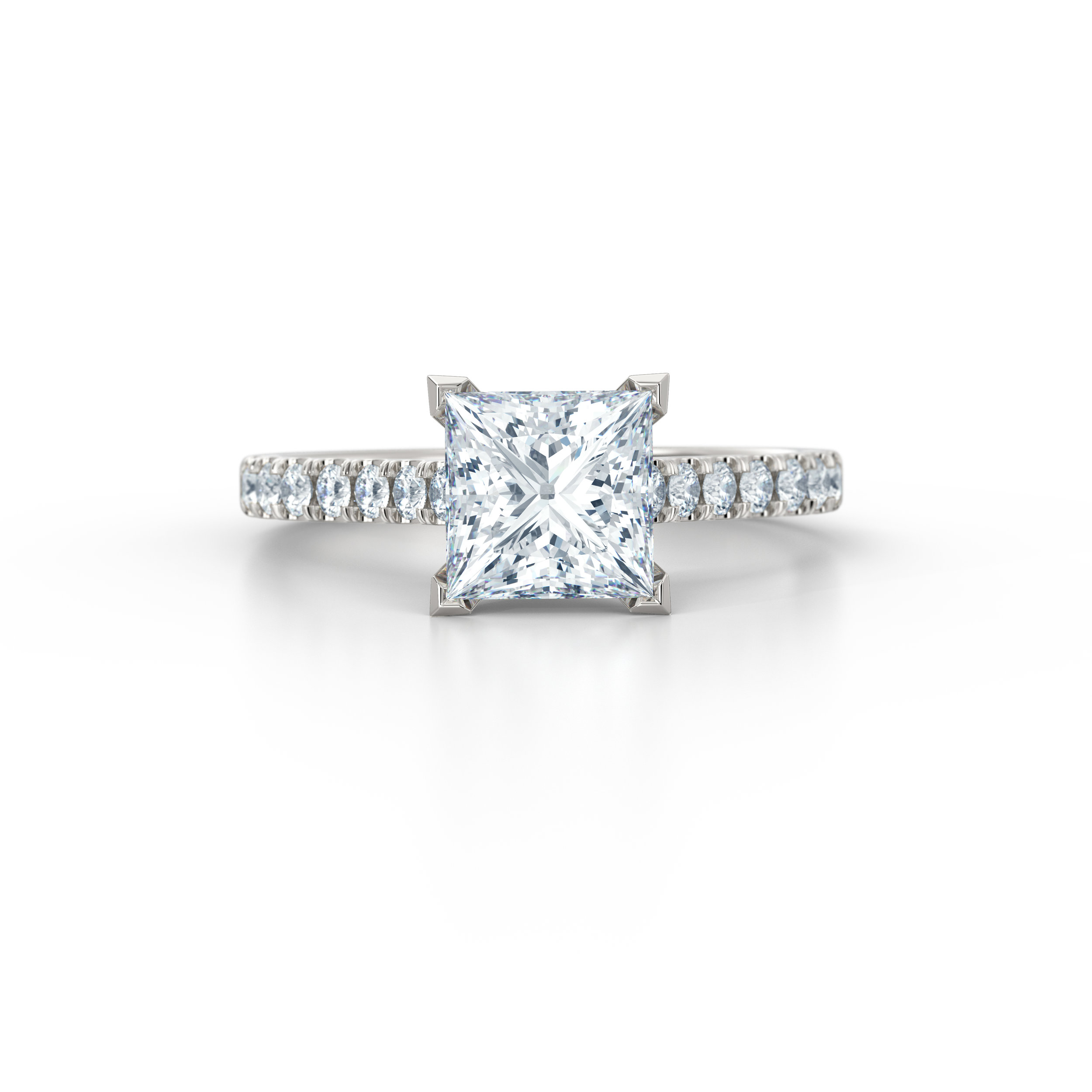 Princess cut diamond shoulder engagement ring