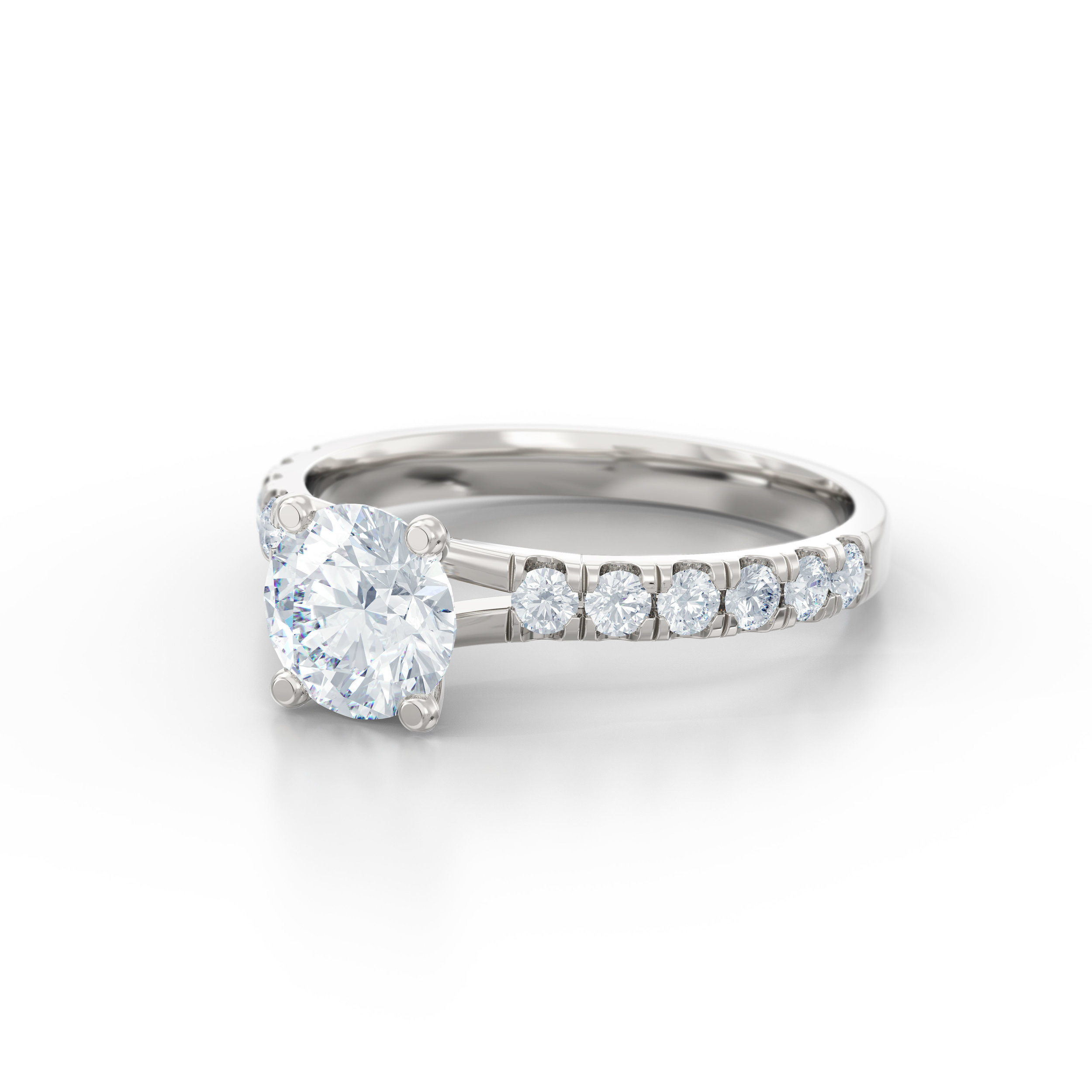 Split claw diamond shoulder engagement ring