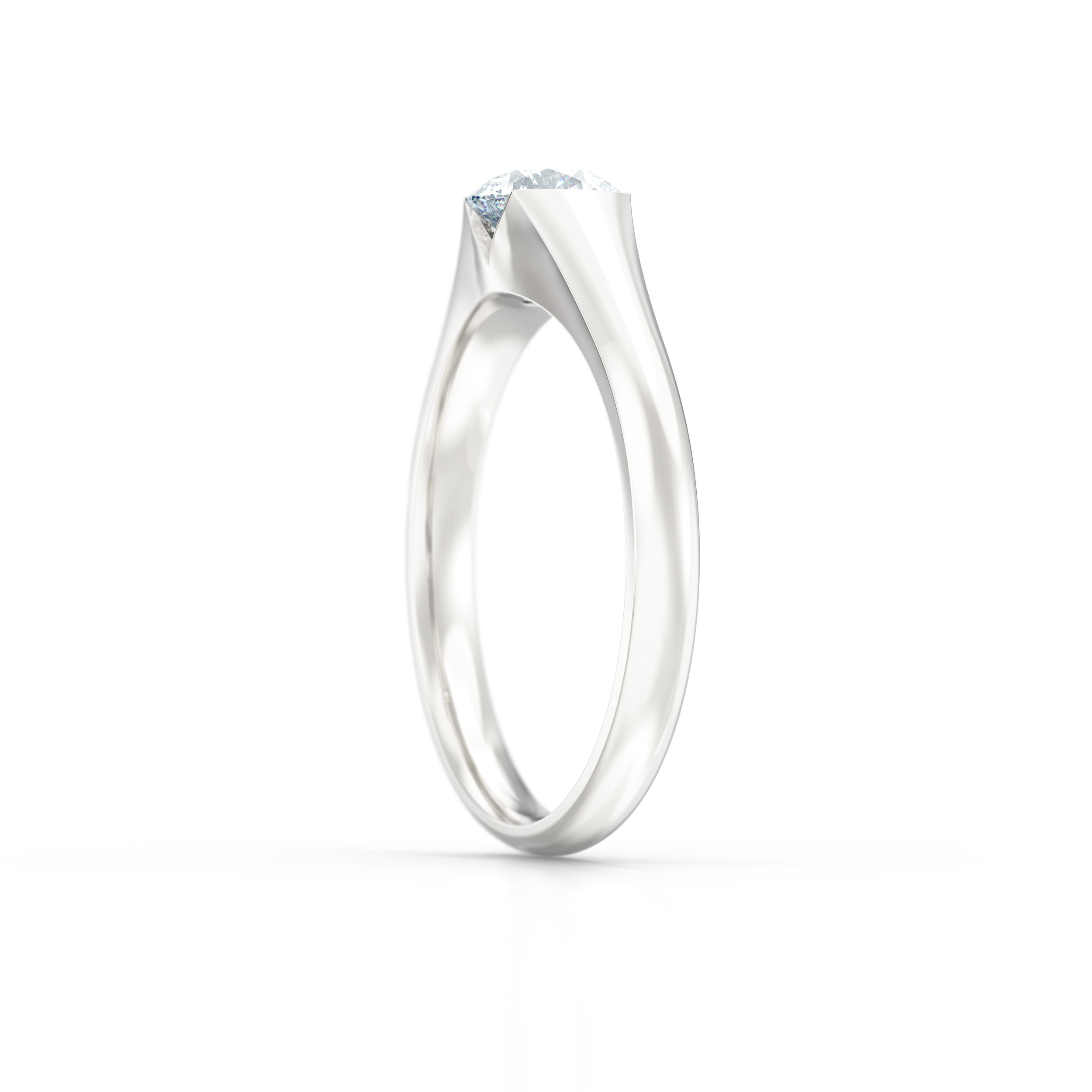 Tapered Half Rub Over Platinum Solitaire Engagement Ring | Hatton Garden