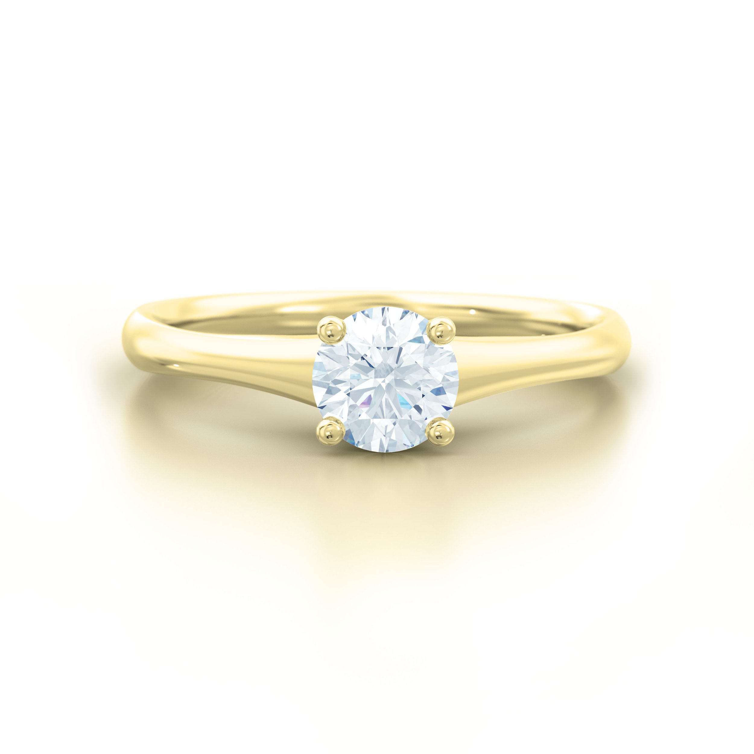 Tapered Yellow Gold Solitaire Engagement Ring | Hatton Garden