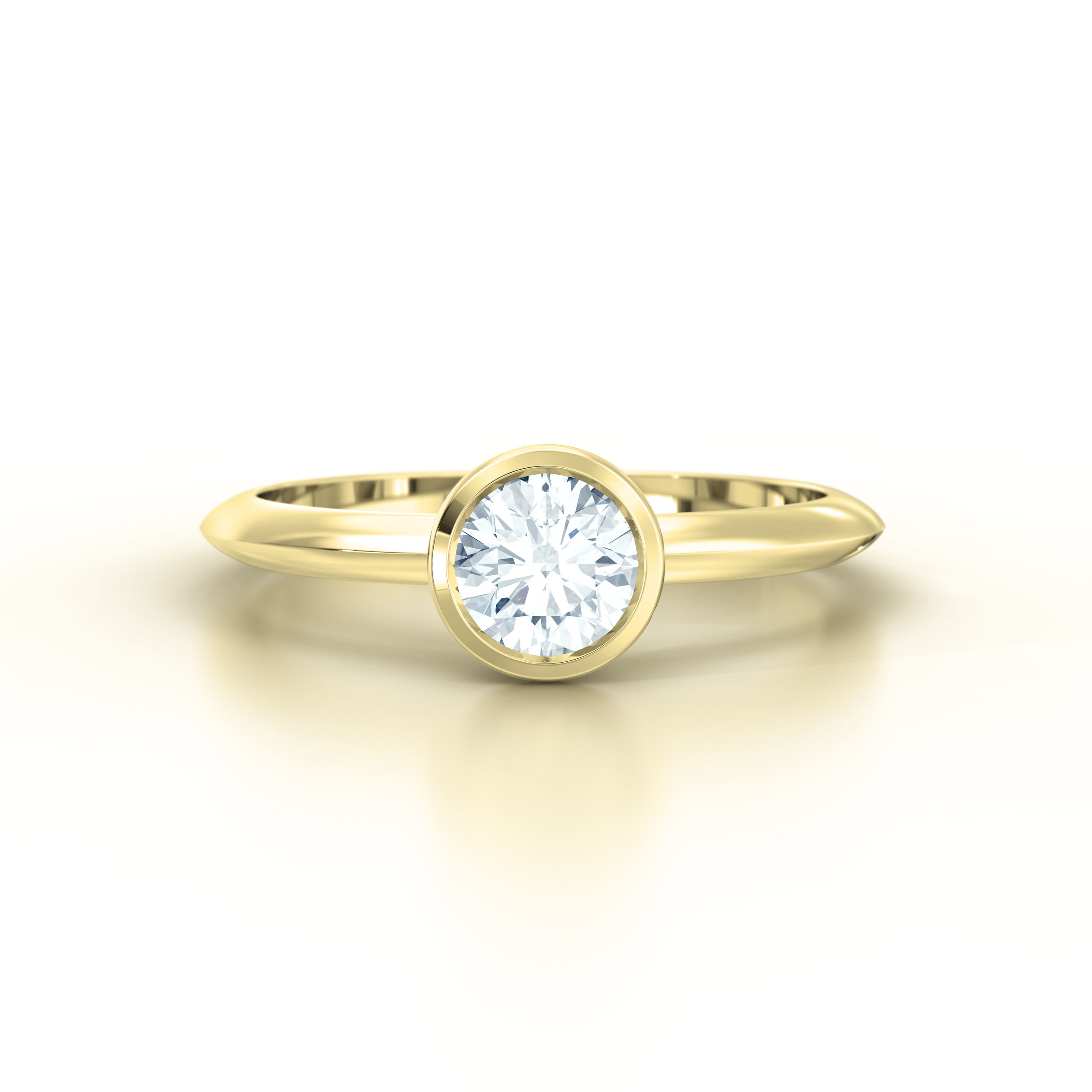 Rub Over Yellow Gold Solitaire Engagement Ring | Hatton Garden