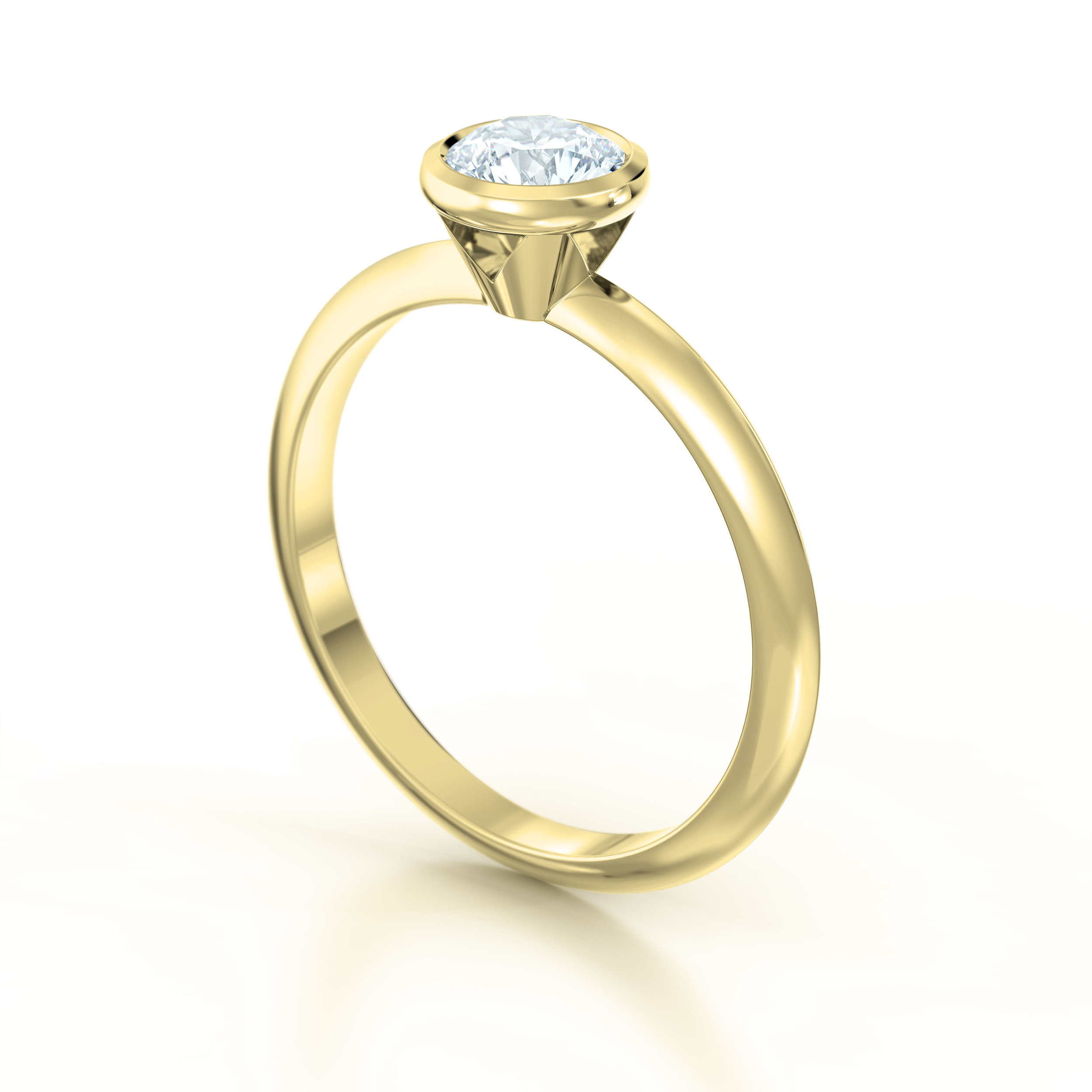 Rub Over Yellow Gold Solitaire Engagement Ring | Hatton Garden