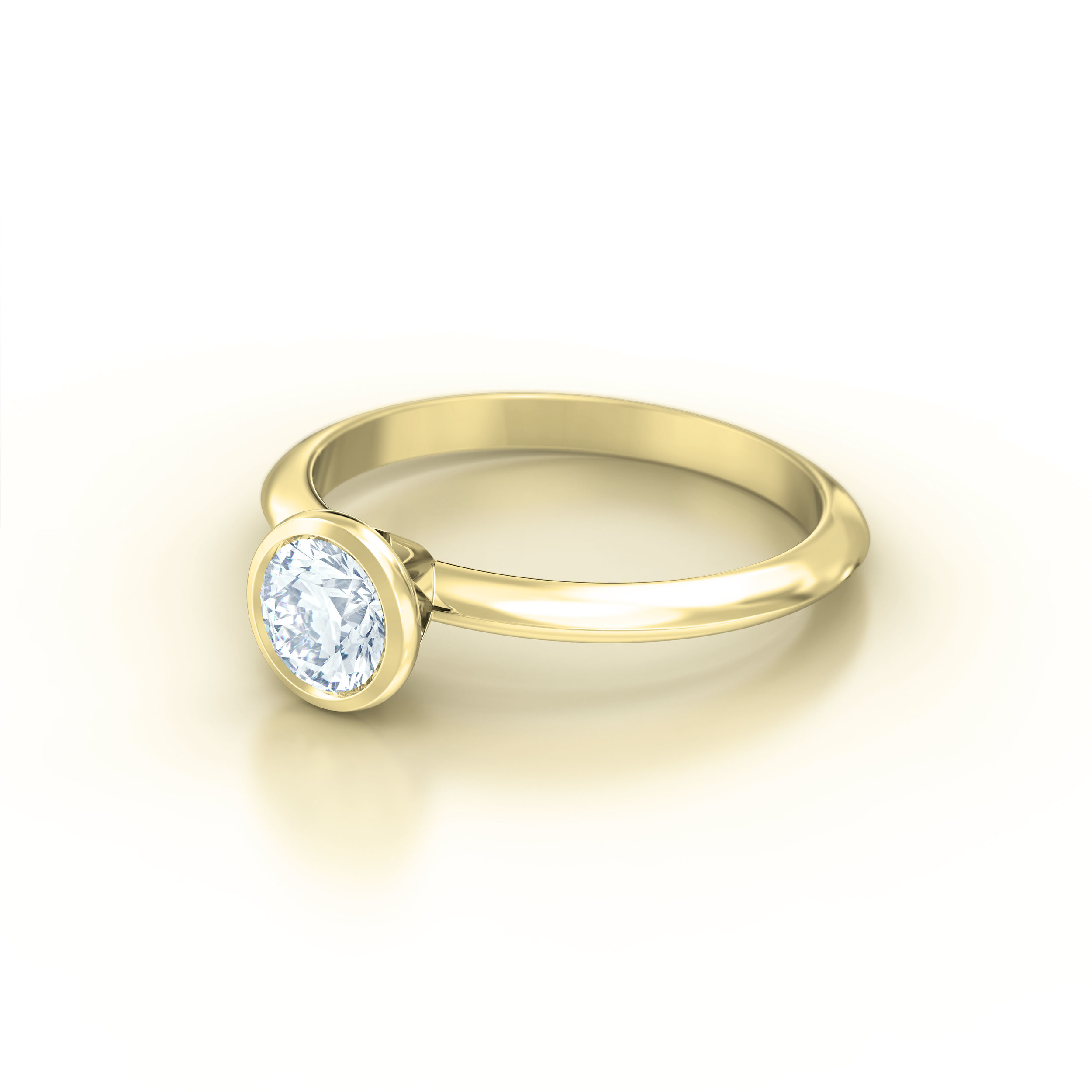 Rub Over Yellow Gold Solitaire Engagement Ring | Hatton Garden