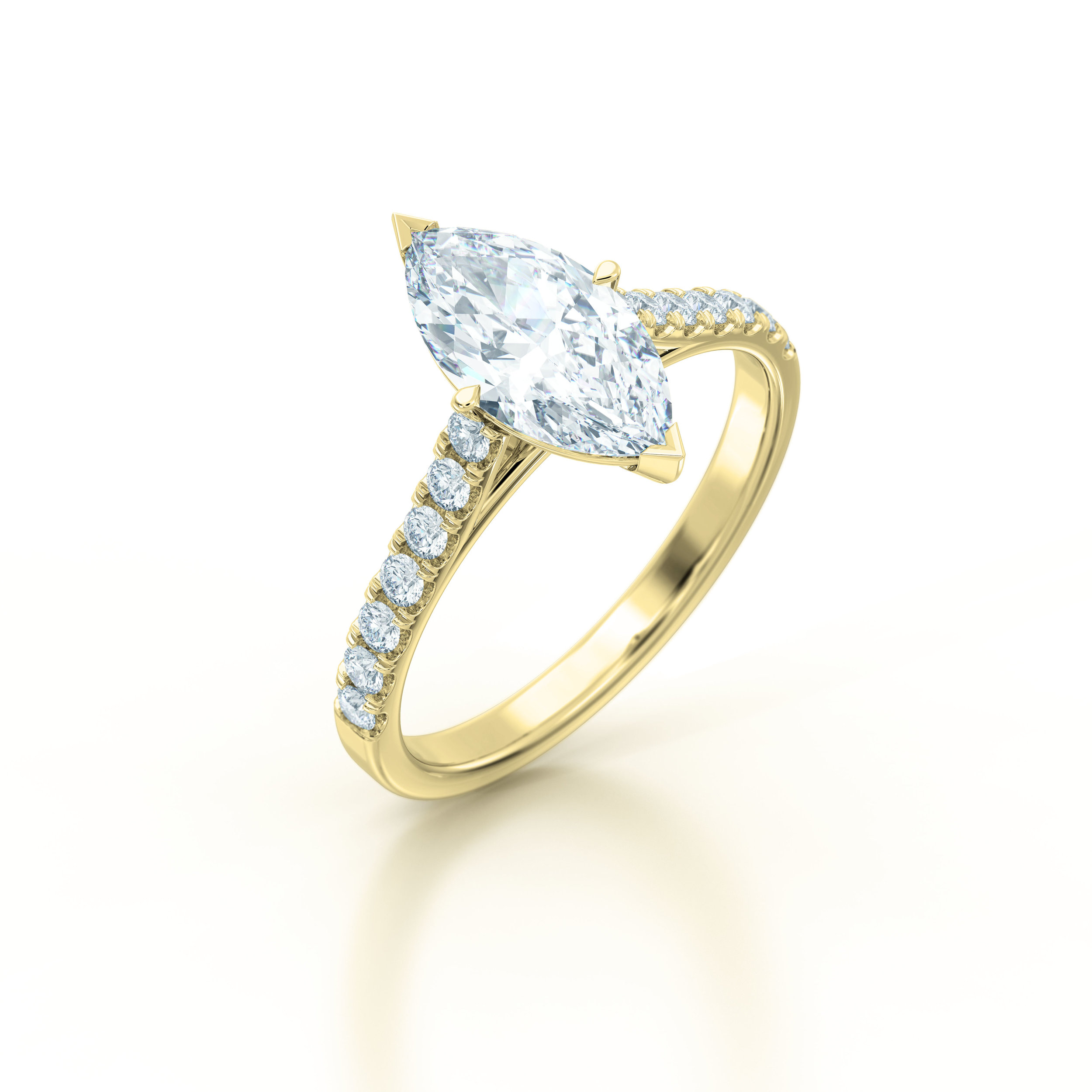 Marquise diamond shoulder engagement ring