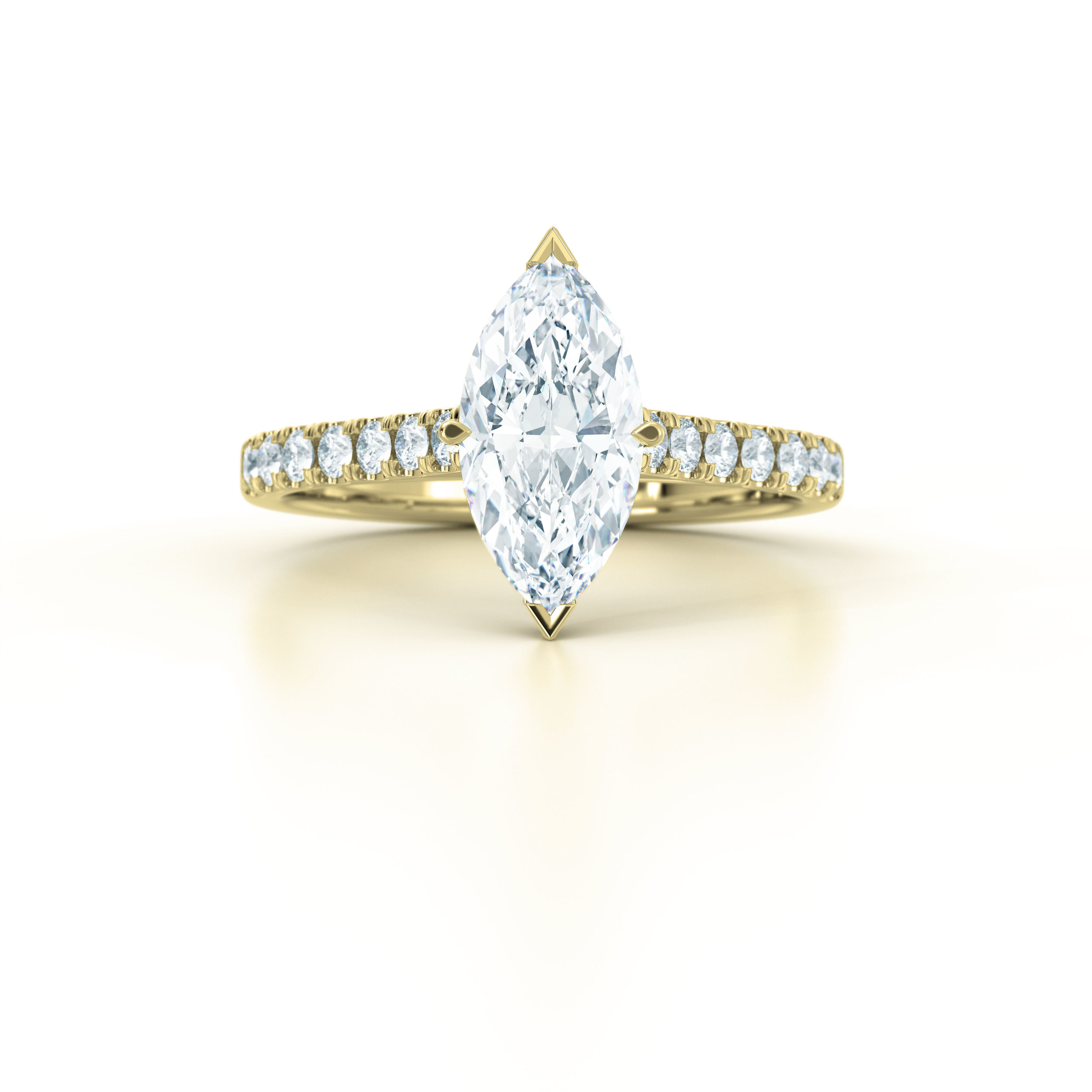 Marquise diamond shoulder engagement ring