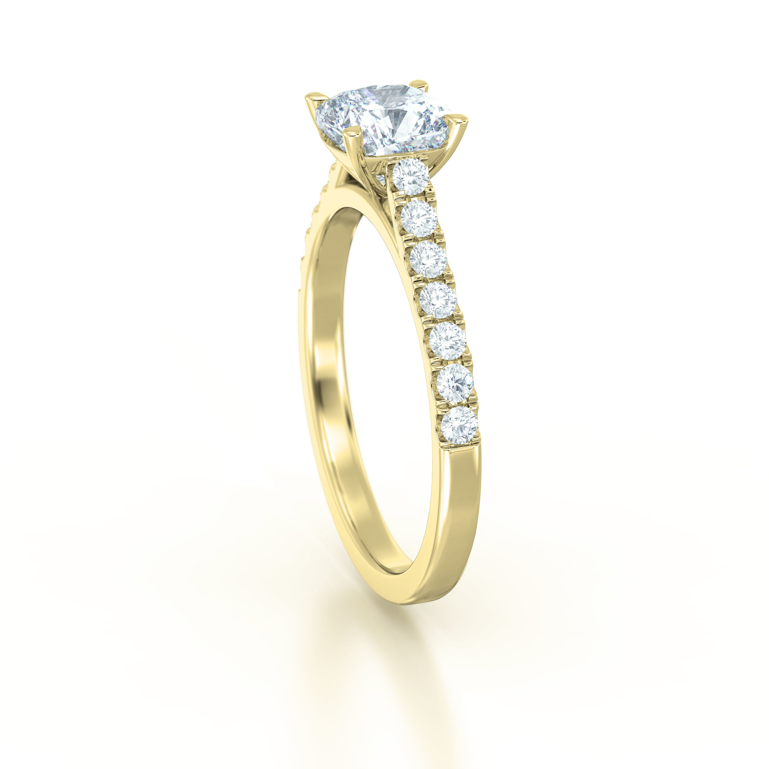 Cushion cut diamond shoulder engagement ring