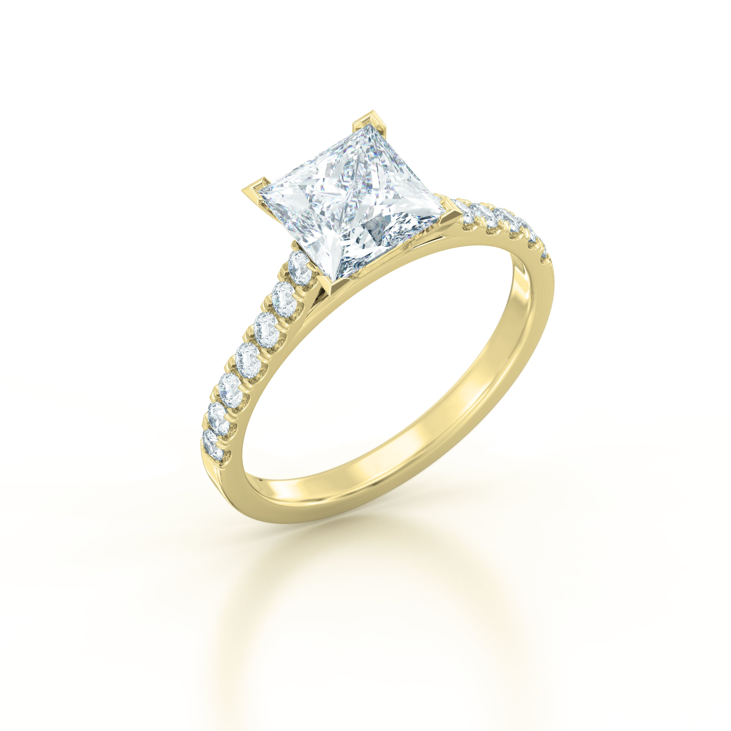 Princess cut diamond shoulder engagement ring