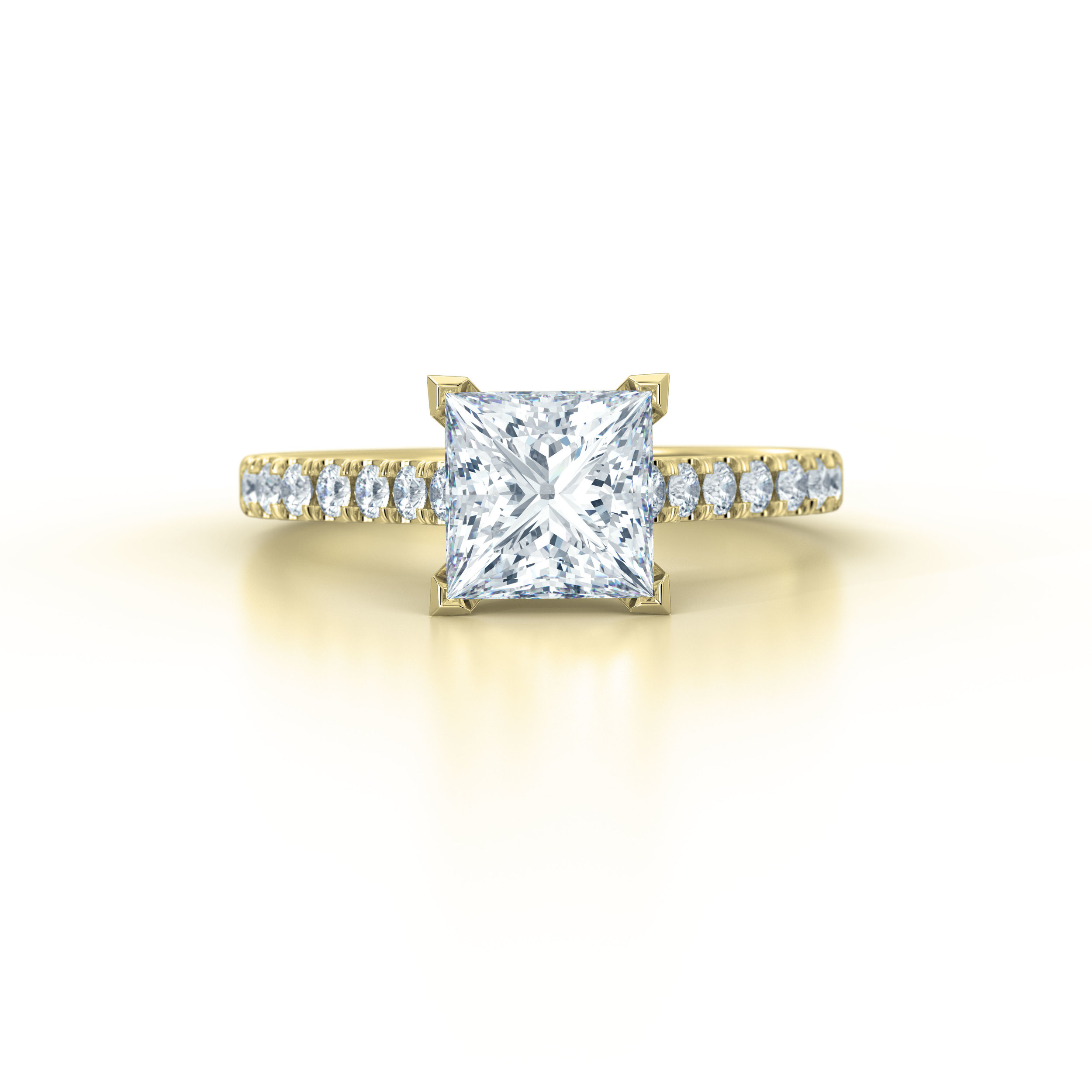 Princess cut diamond shoulder engagement ring