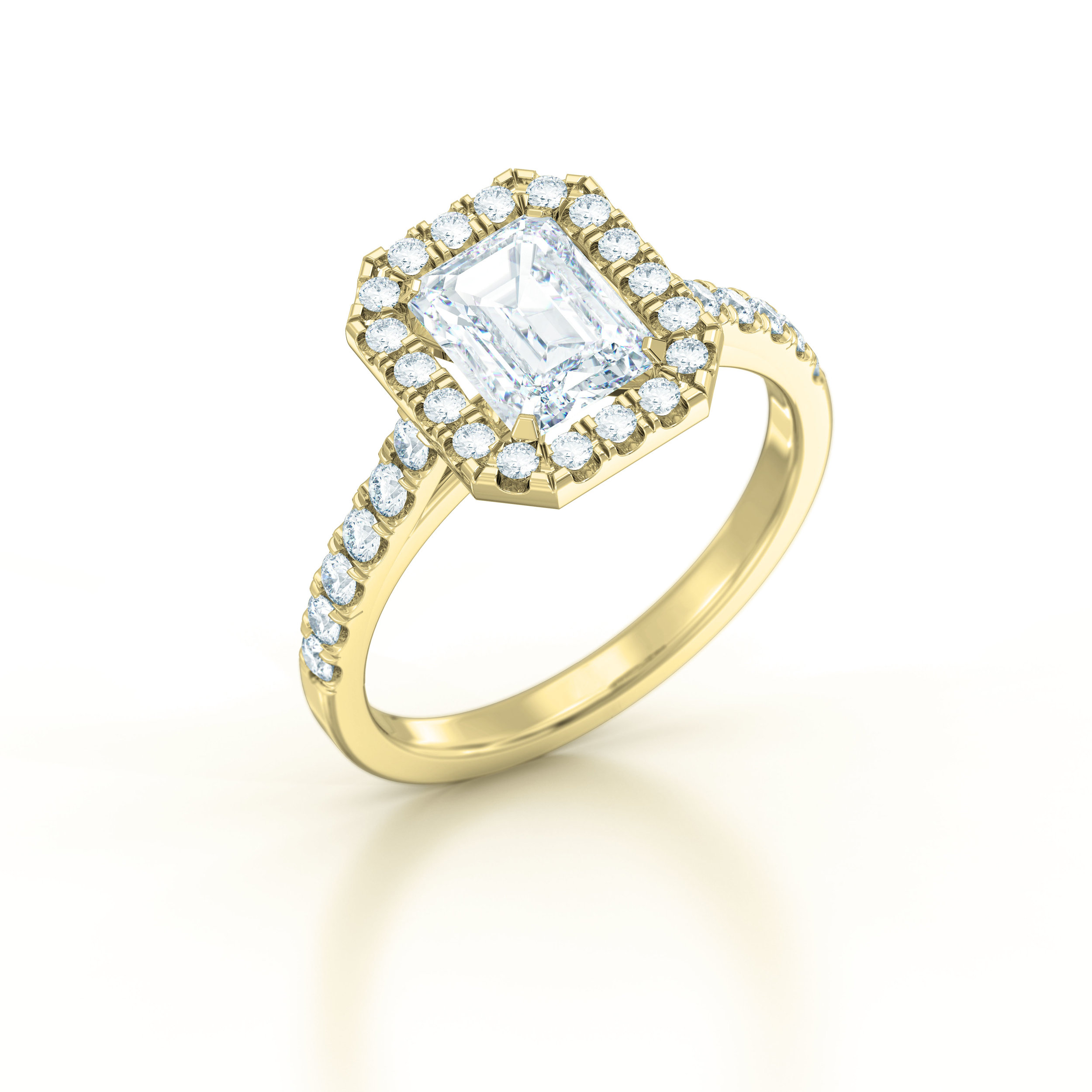 Emerald Cut Diamond Halo Engagement Ring | Hatton Garden