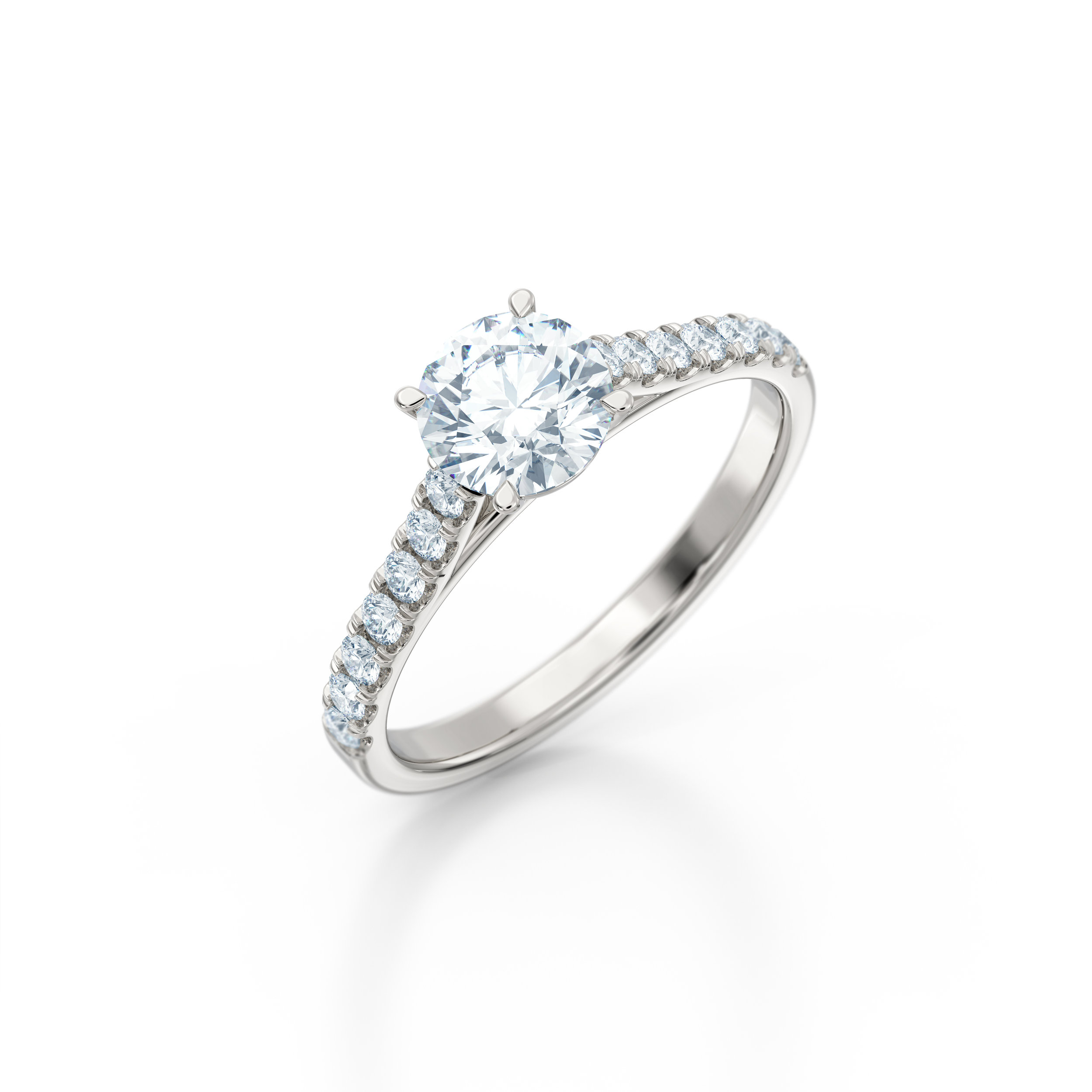 Brilliant cut diamond shoulder engagement ring | Hatton Garden