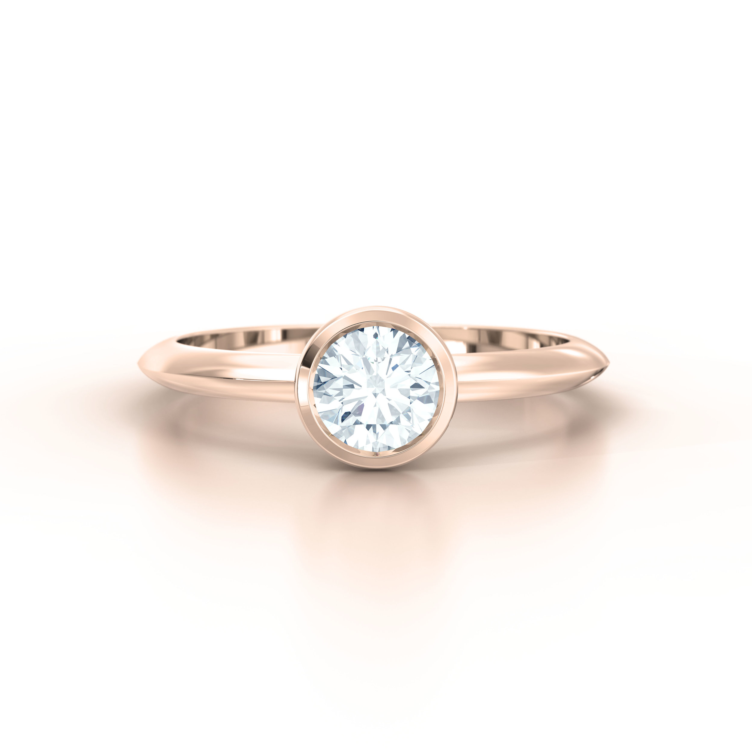 Rub Over Rose Gold Solitaire Engagement Ring | Hatton Garden