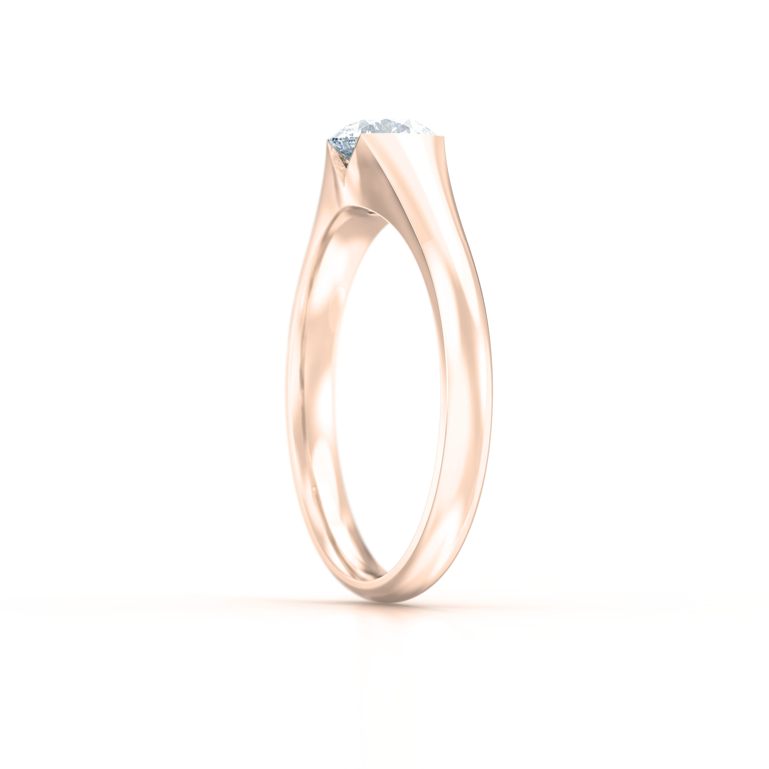Tapered Rose Gold Solitaire Engagement Ring | Hatton Garden