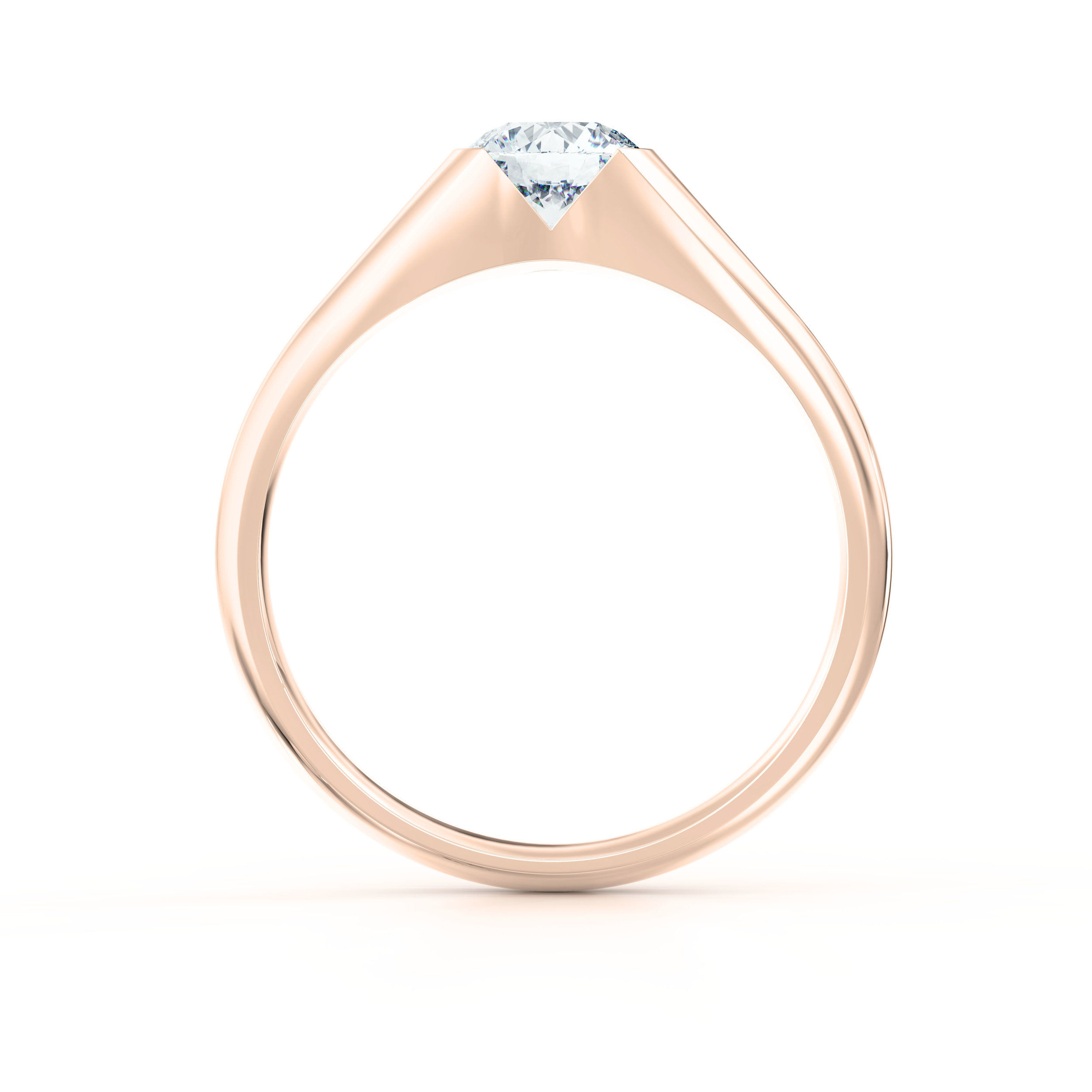 Tapered Rose Gold Solitaire Engagement Ring | Hatton Garden