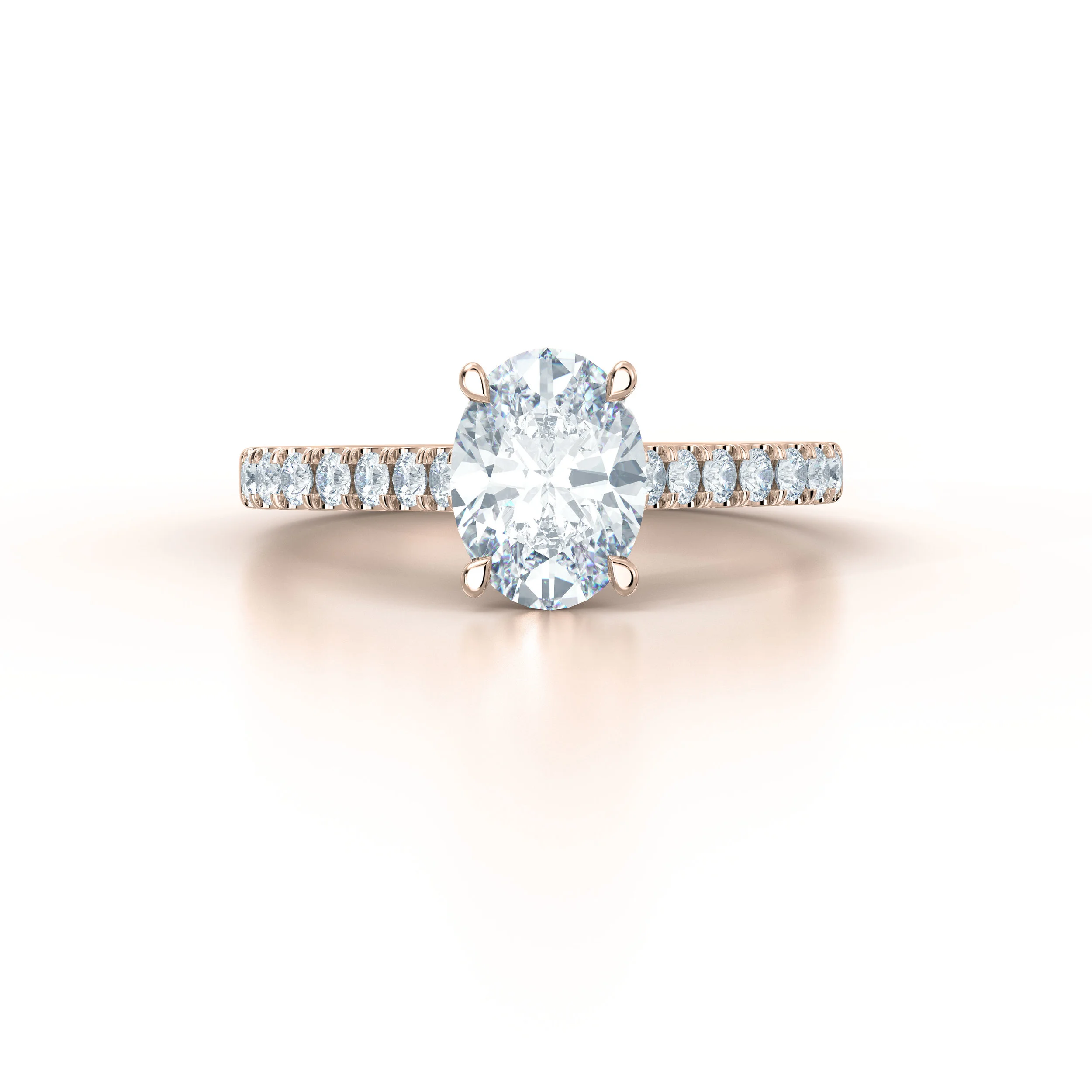 Rose gold oval diamond shoulder