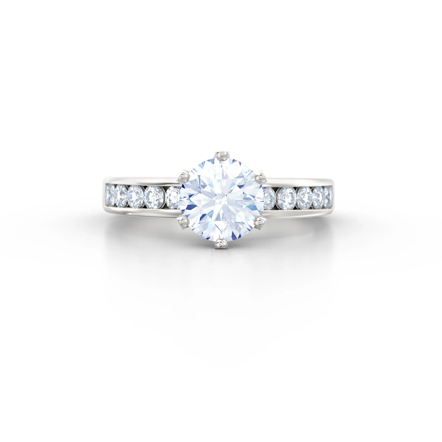 Platinum channel set diamonds shoulder