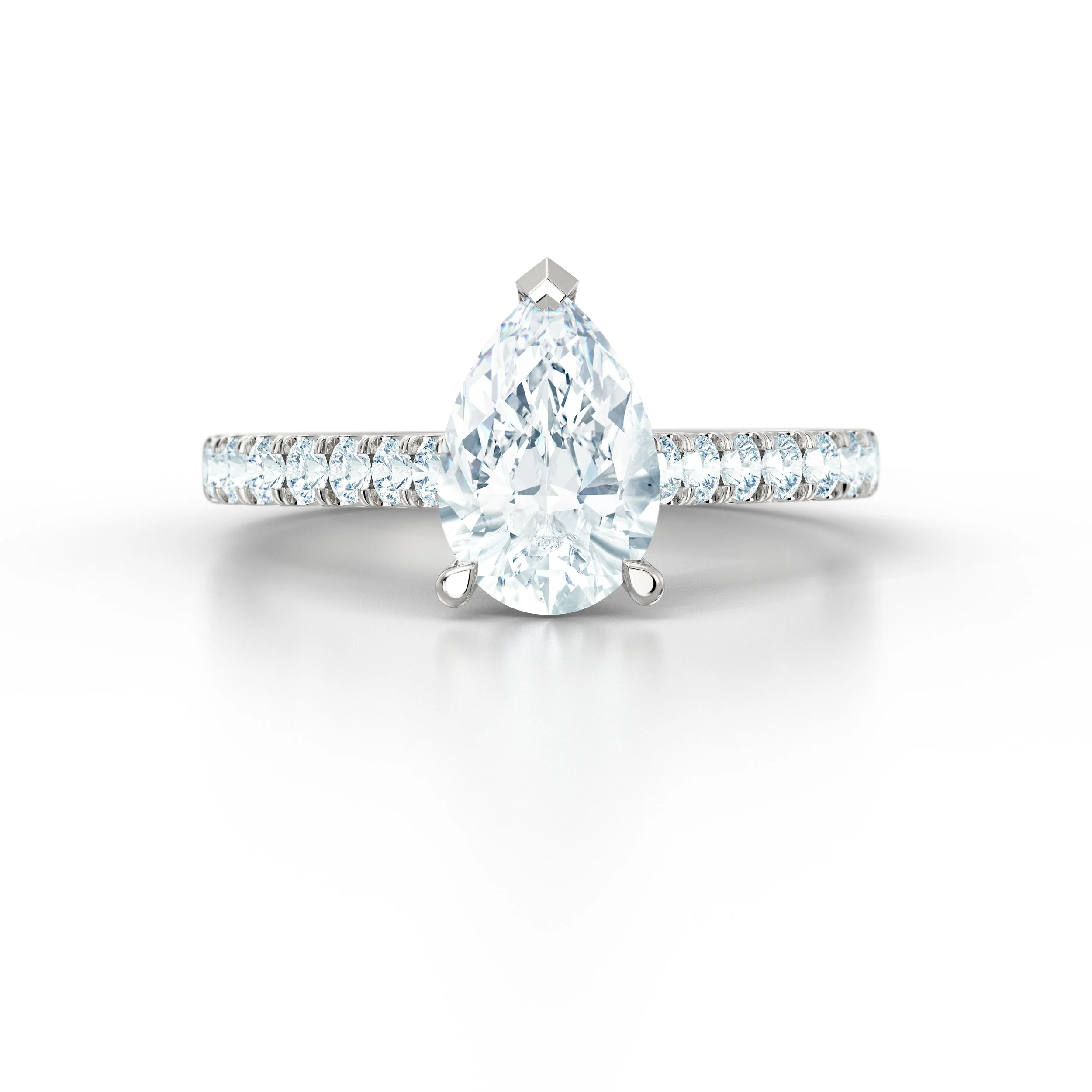 Platinum pear shape diamond shoulder