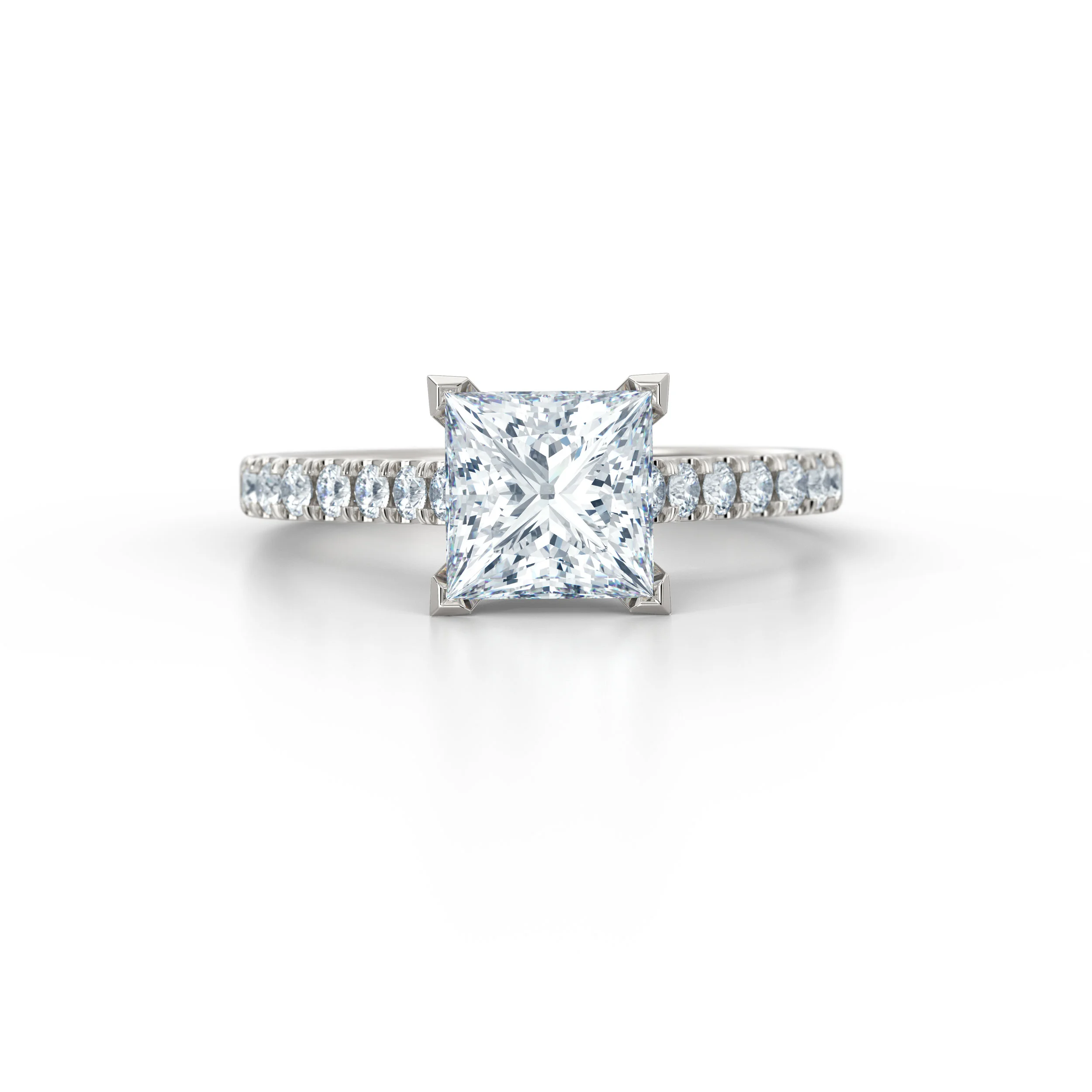 Platinum princess cut diamond shoulder